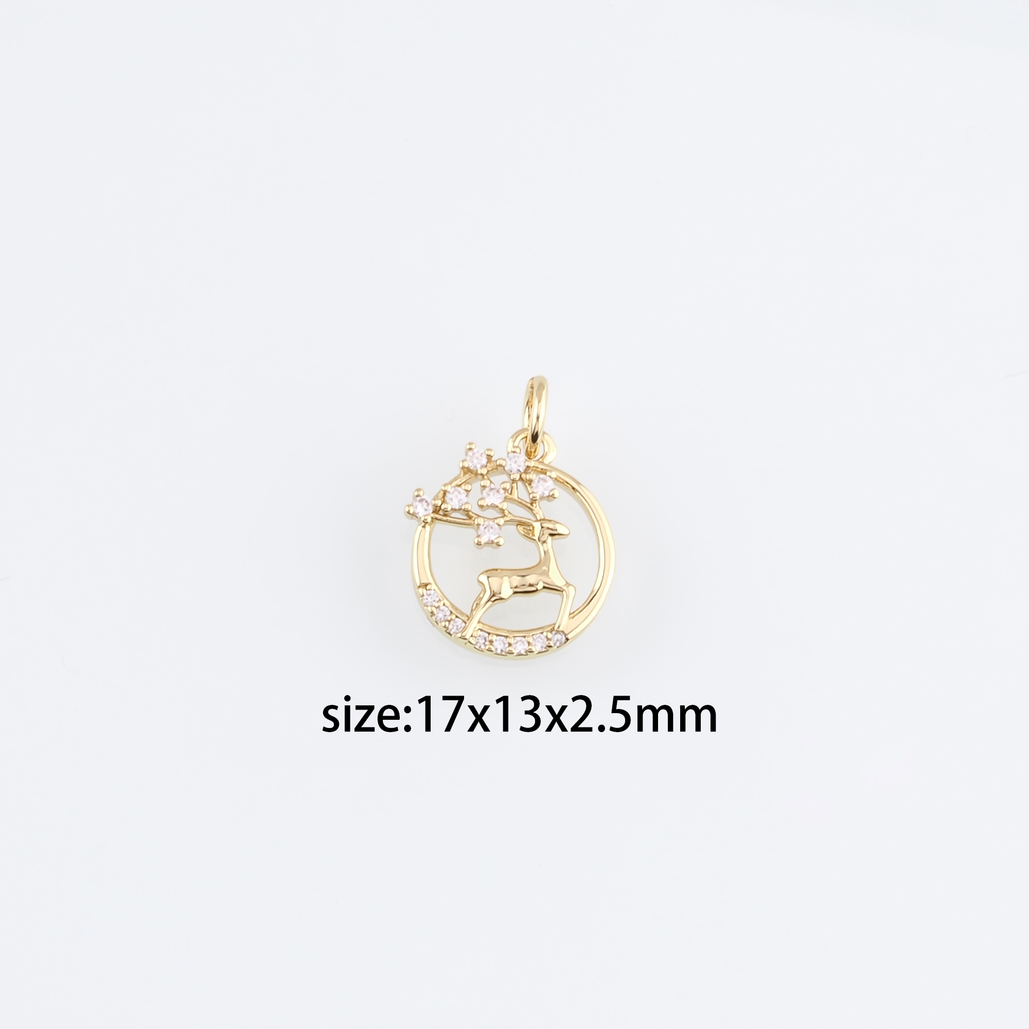 18K Gold Filled Elk Pendant,Christmas Elk Charm Earrings Necklace for DIY Jewelry Making Supply