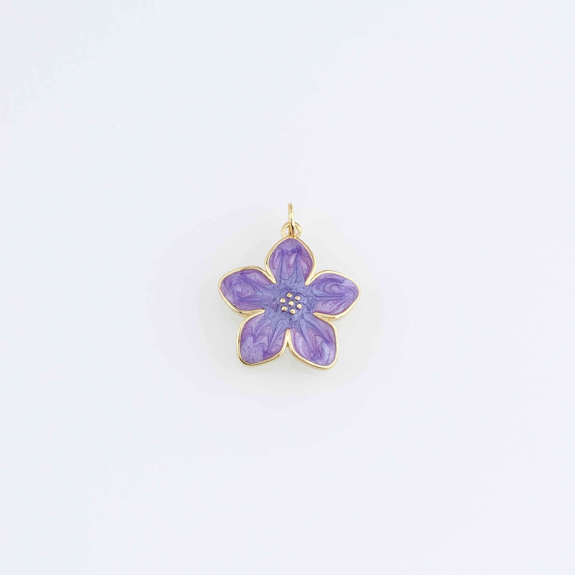18K Gold Filled Flower Pendant,Enamel Flower Charm Earrings Necklace for DIY Jewelry Making Supply