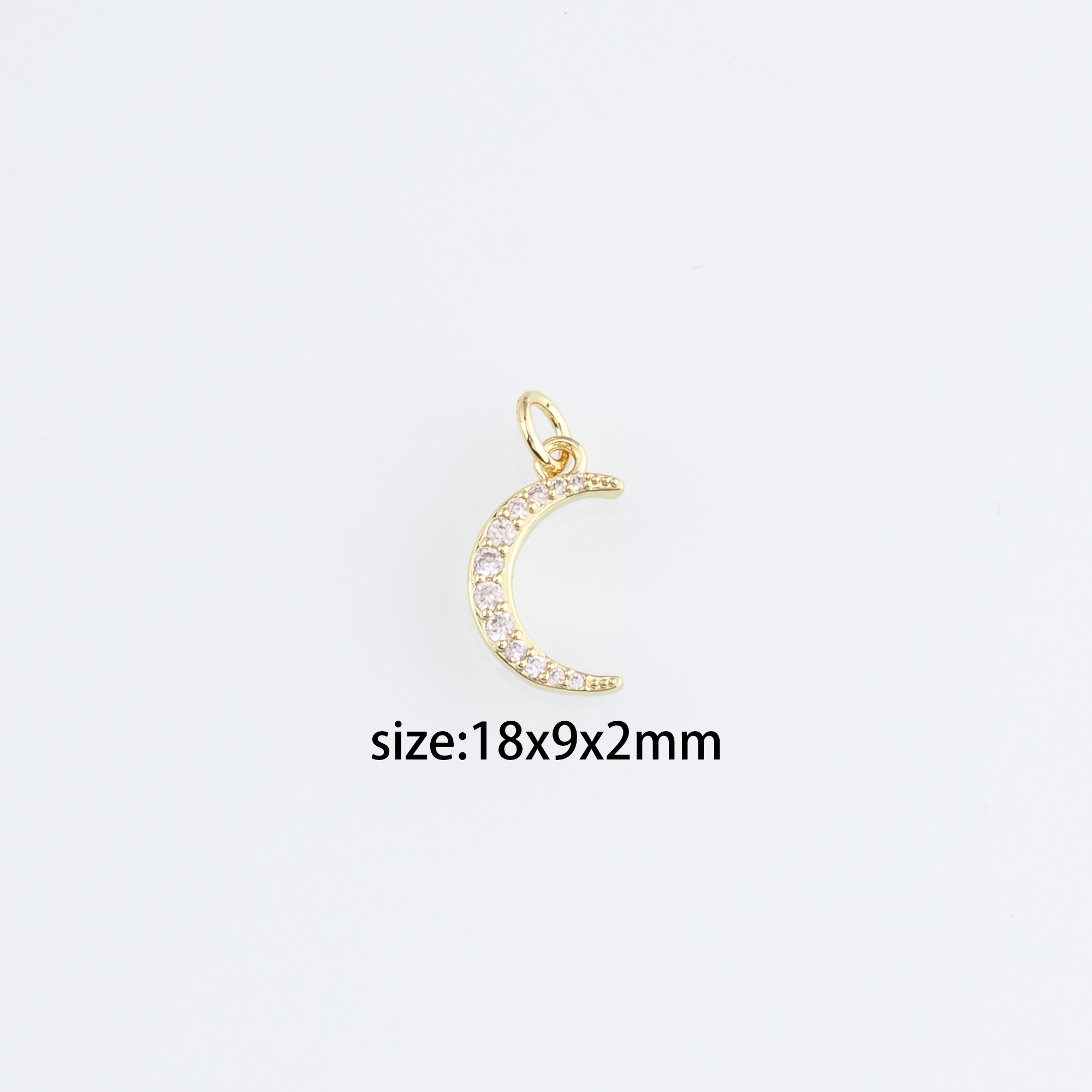 18K Gold Filled Moon Pendant,Celestial Charm,CZ Micro Pave Moon Earrings Necklace for DIY Jewelry Making Supply