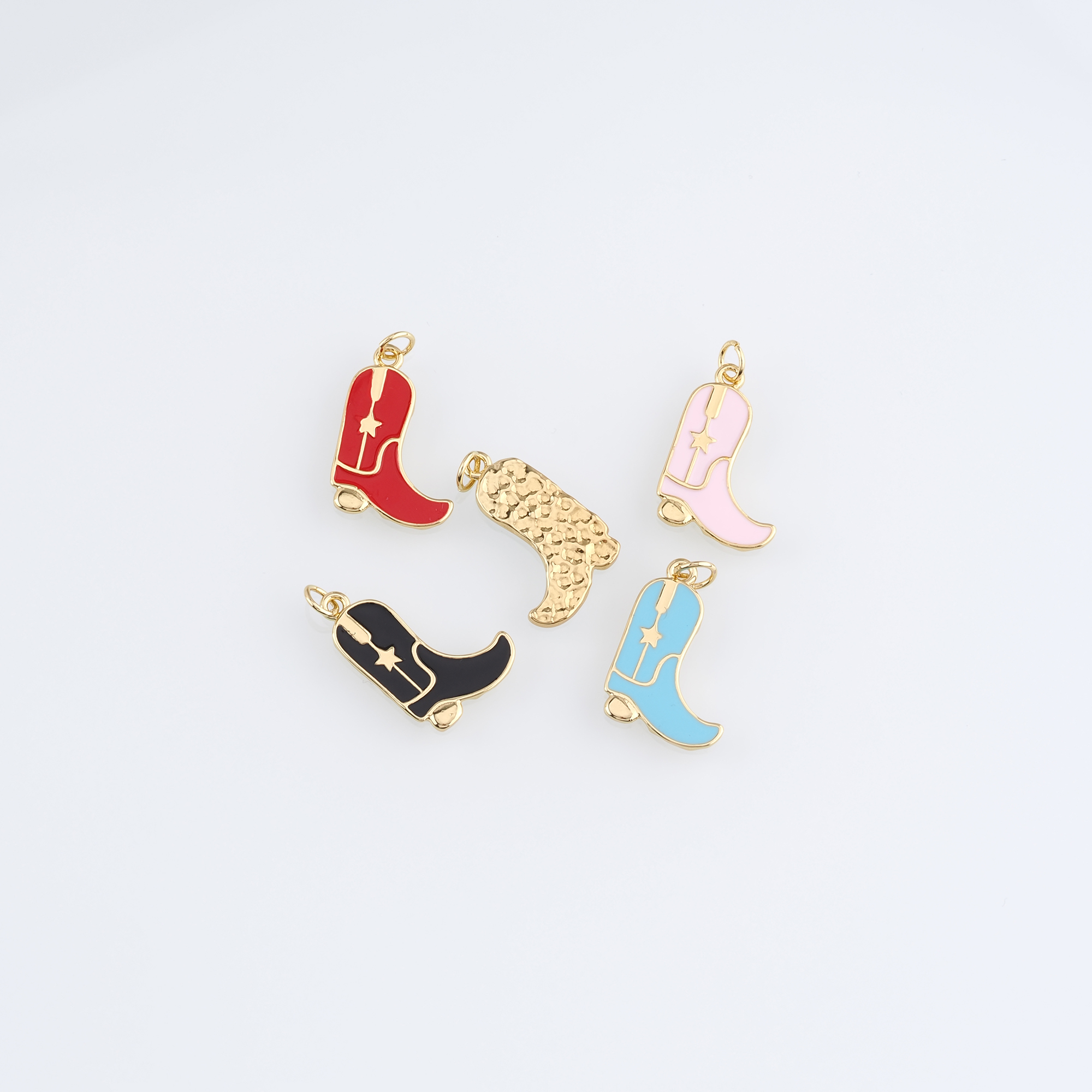 18K Gold Filled Cowboy Boots Pendant,Enamel Shoe Charm Earrings Necklace for DIY Jewelry Making Supply