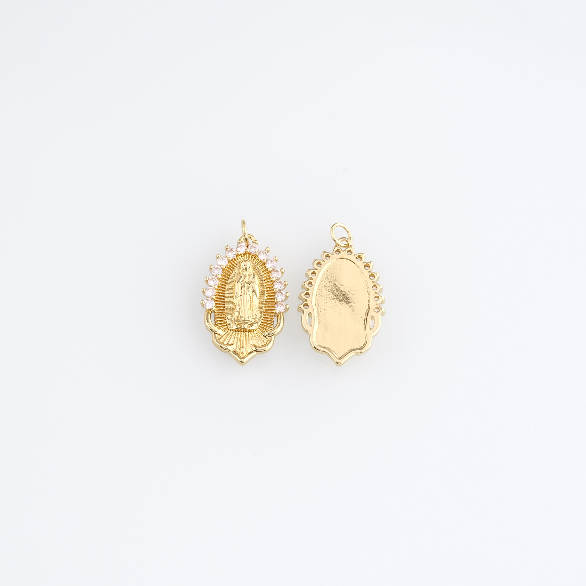 18K Gold Filled Virgin Mary Pendant,CZ Micro Pave Virgin Mary Charm Earrings Necklace for DIY Jewelry Making Supply