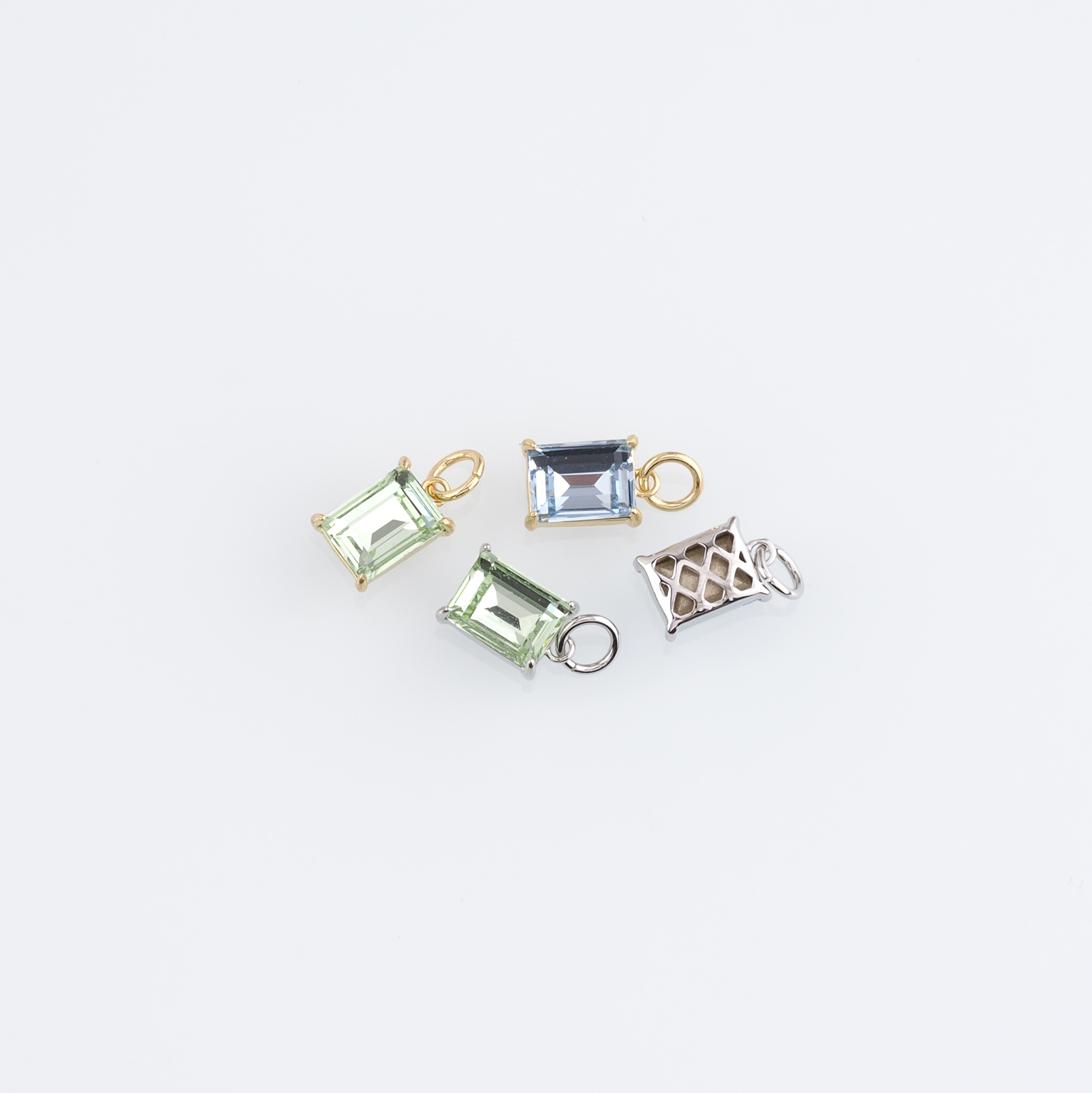 18K Gold Filled Rectangle Pendant,Crystal Rectangle Charm Earrings Necklace for DIY Jewelry Making Supply