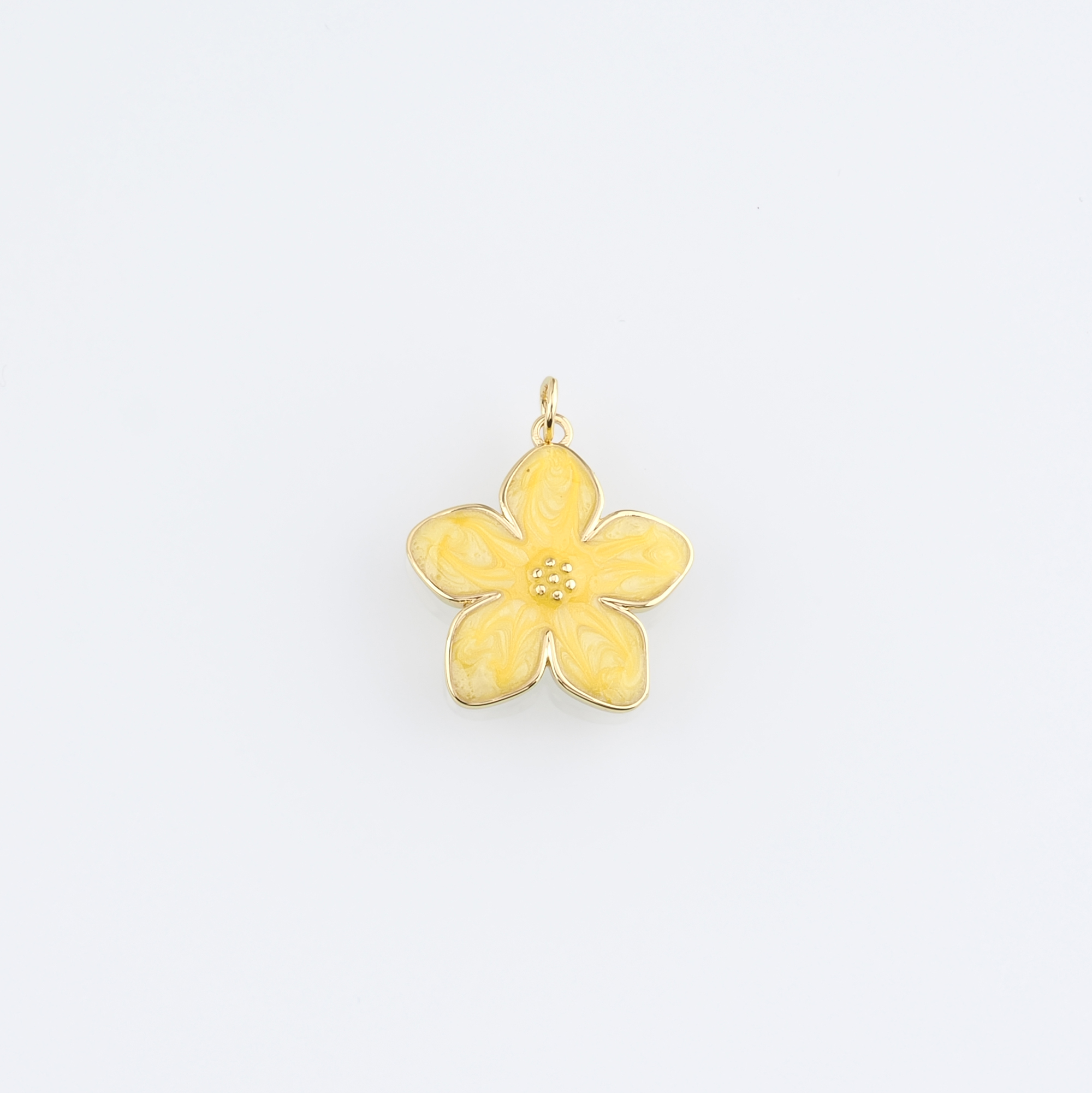 18K Gold Filled Flower Pendant,Enamel Flower Charm Earrings Necklace for DIY Jewelry Making Supply