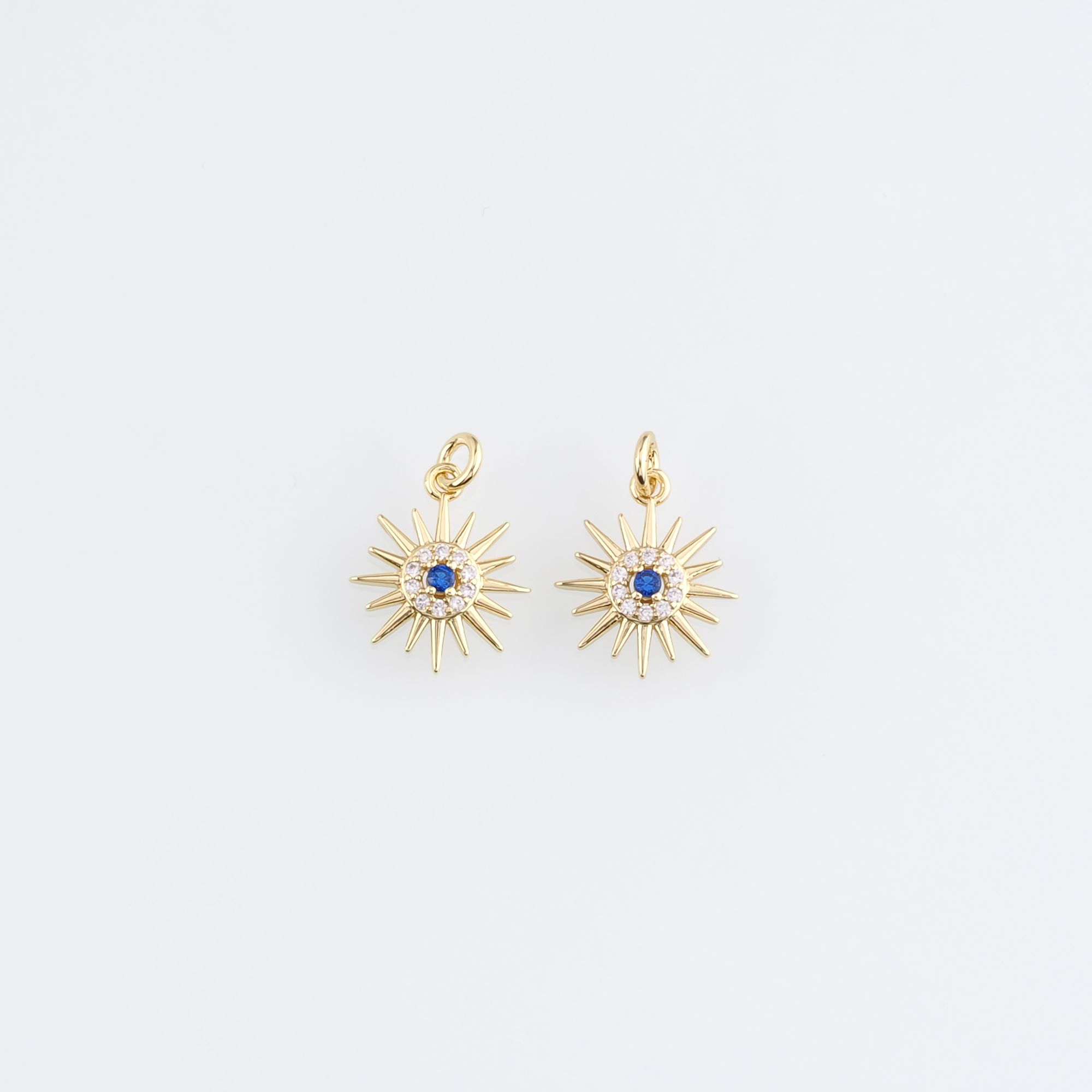 18K Gold Filled Sun Eye Pendant,Dainty Evil Eye Charm Earrings Necklace for DIY Jewelry Making Supply