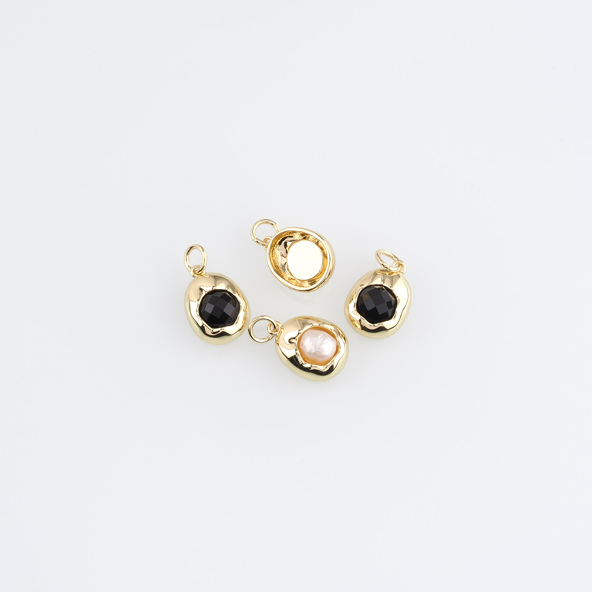 18K Gold Filled Oval Pendant,Dainty Oval Charm Earrings Necklace for DIY Jewelry Making Supply