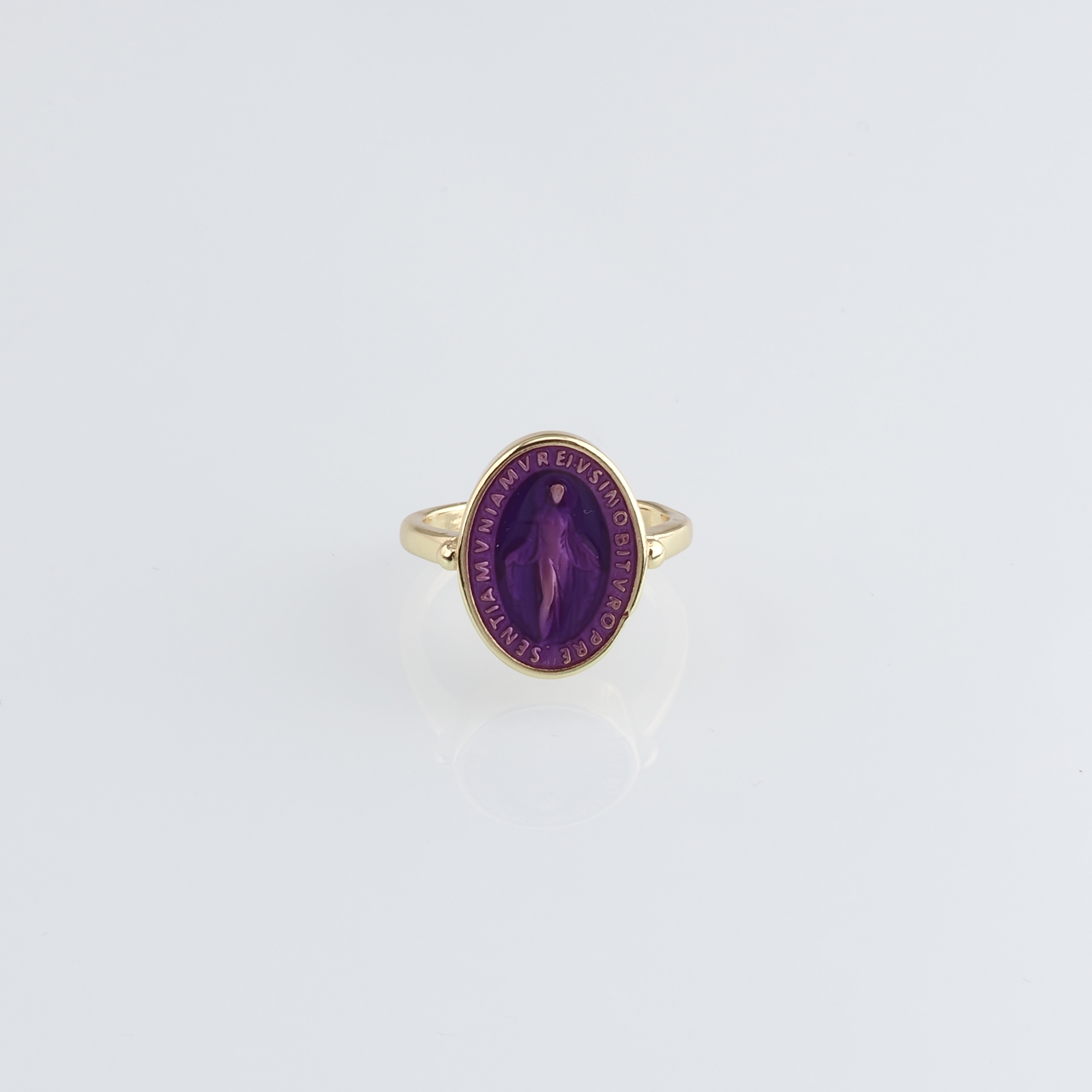 18K Gold Filled Virgin Mary Rings,Enamel Maria Rings,Religious Ring,Adjustable Ring,Dainty Ring,Open Ring