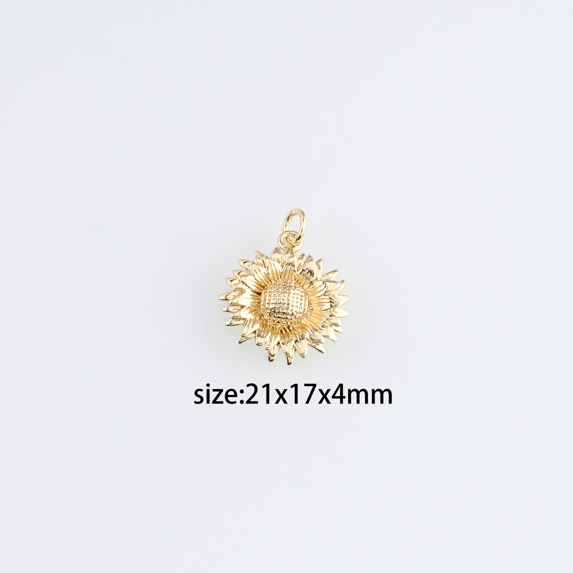18K Gold Filled Sunflower Pendant,Dainty Sunflower Charm Earrings Necklace for DIY Jewelry Making Supply