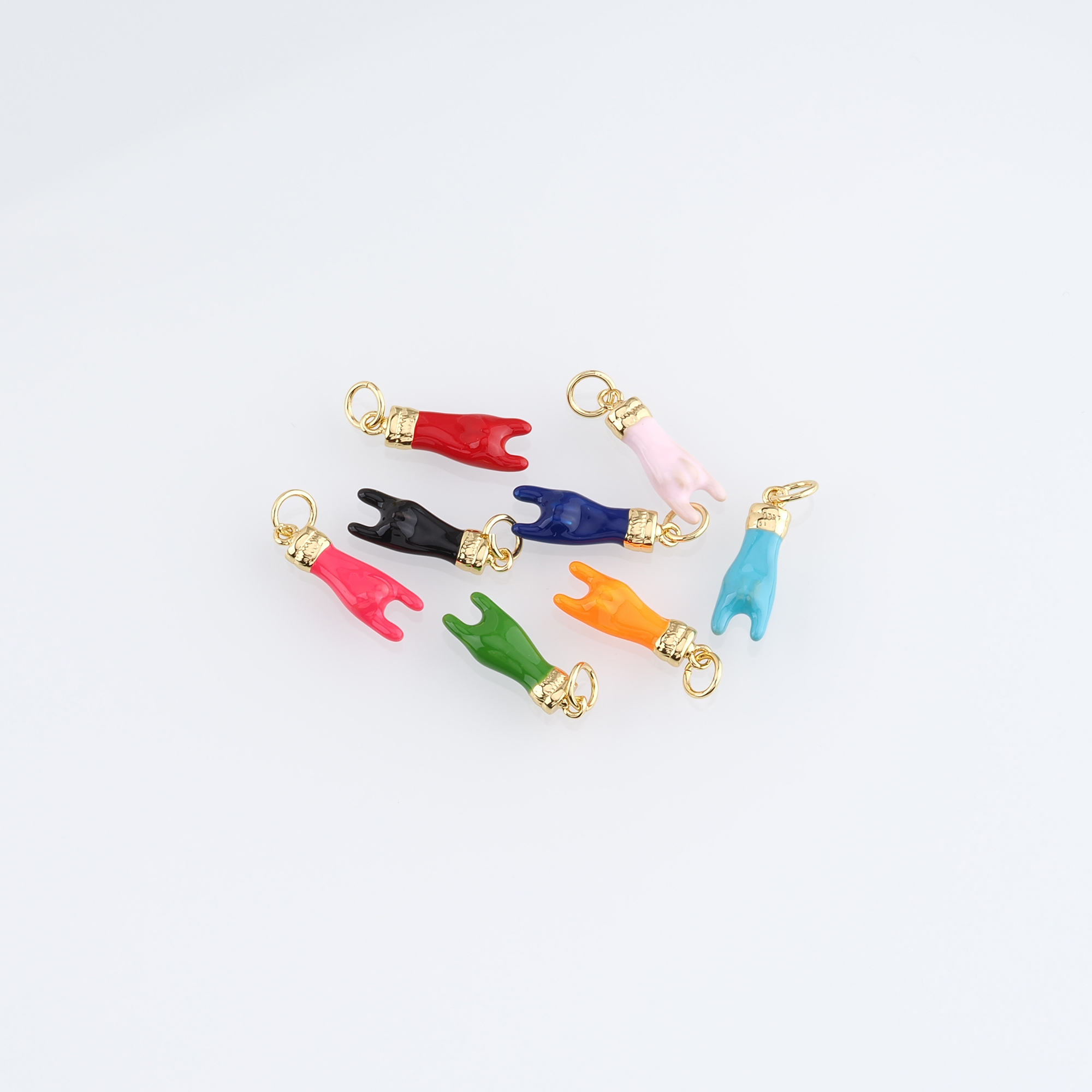 18K Gold Filled Hand Pendant,Dainty Gesture Charm Earrings Necklace for DIY Jewelry Making Supply