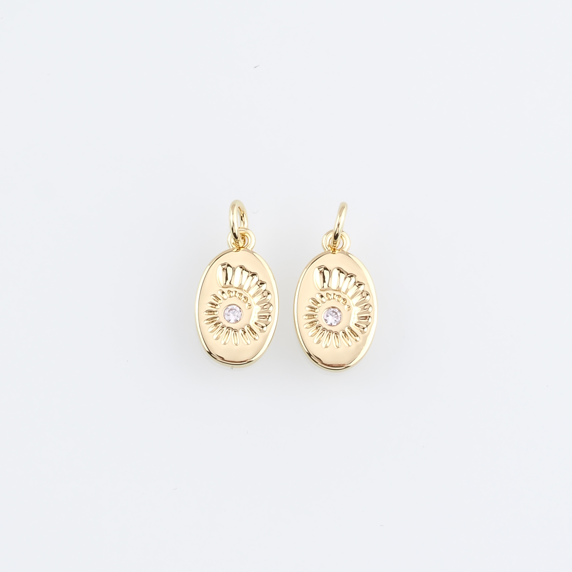 18K Gold Filled Conch Shell Pendant,CZ Micro Pave Shell Charm Earrings Necklace for DIY Jewelry Making Supply