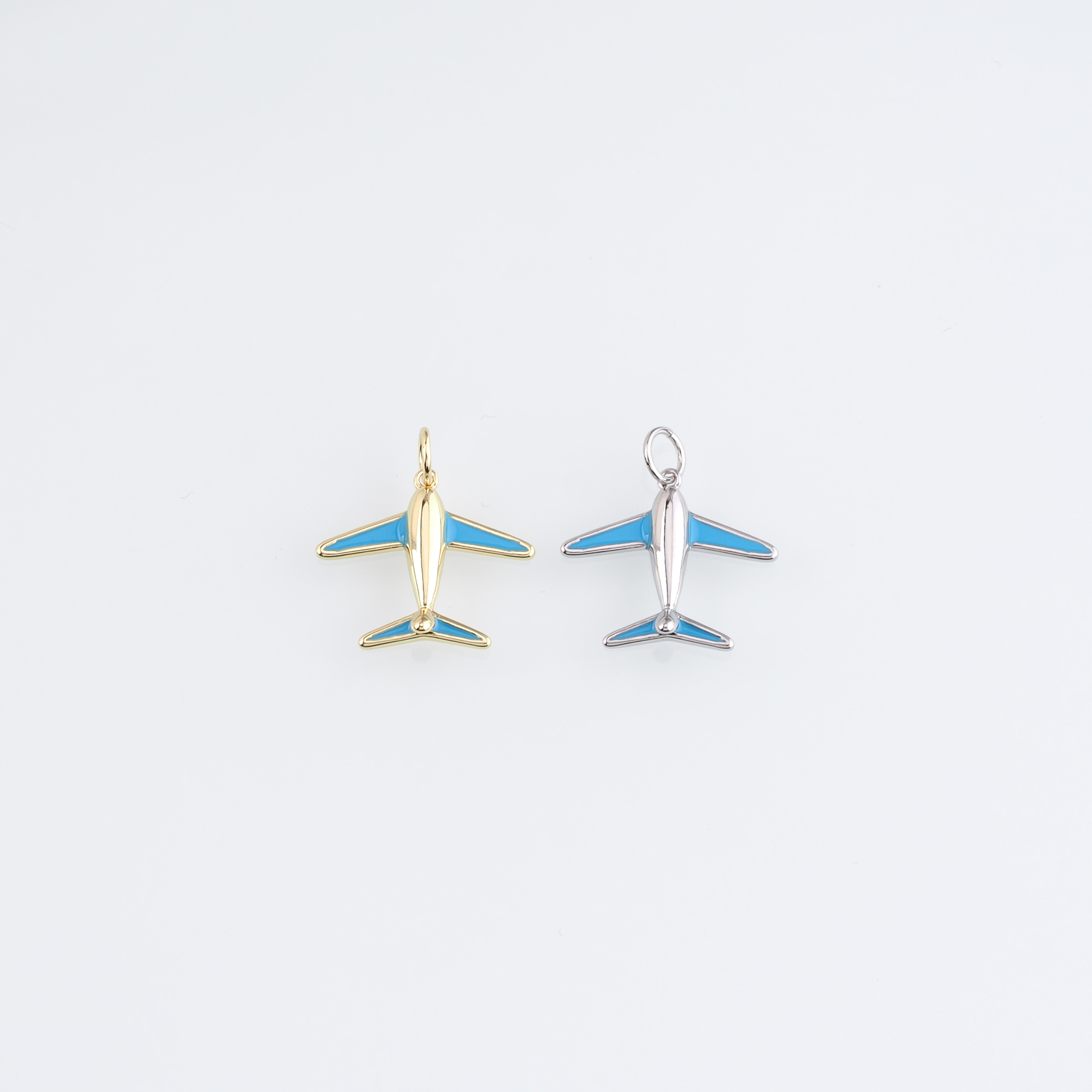 18K Gold Filled Airplane Pendant,Enamel Airplane Charm Earrings Necklace for DIY Jewelry Making Supply