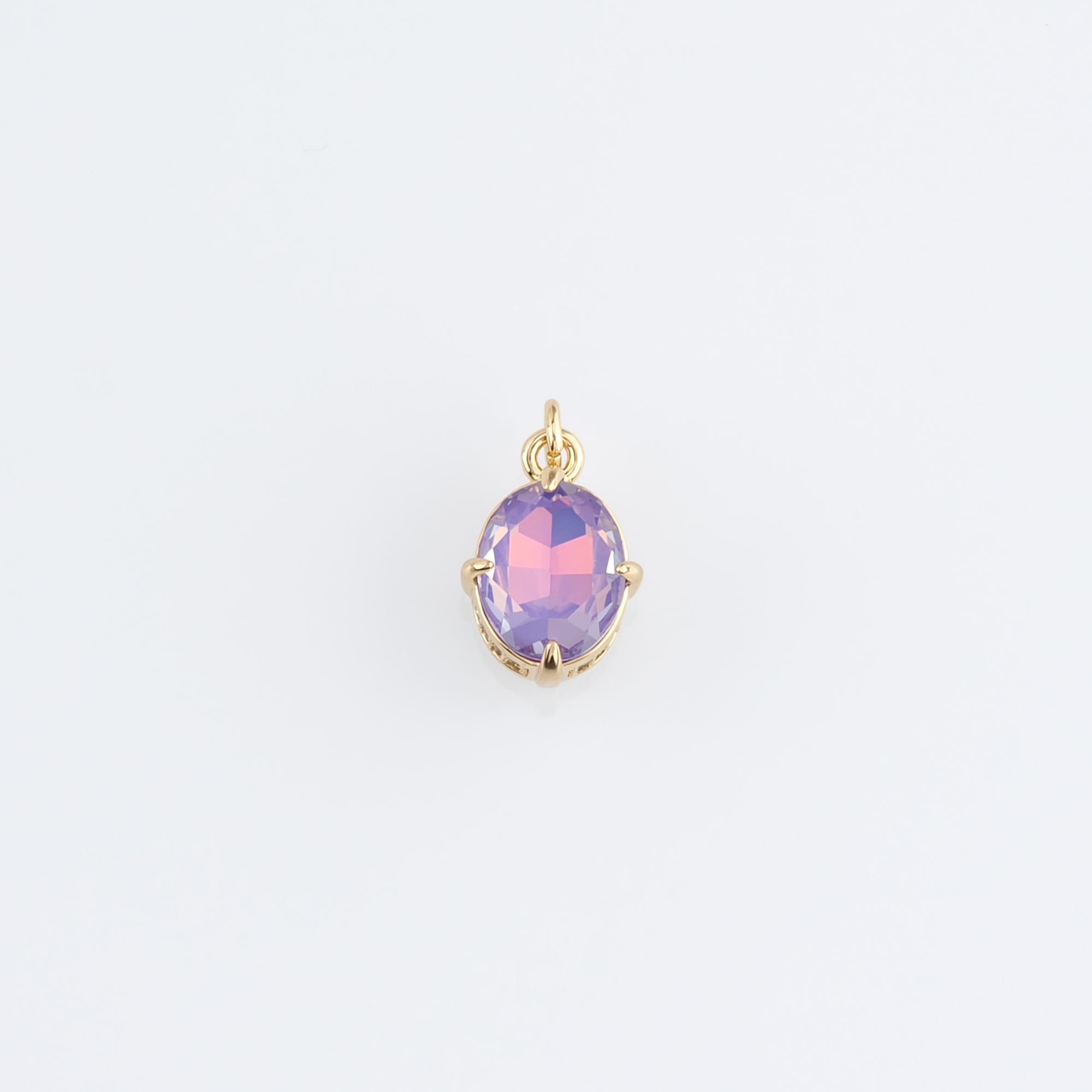 18K Gold Filled Oval Pendant,Crystal Oval Charm Earrings Necklace for DIY Jewelry Making Supply