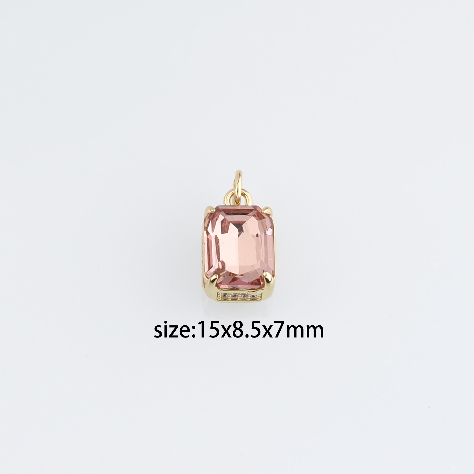 18K Gold Filled Rectangle Pendant,Crystal Rectangle Charm Earrings Necklace for DIY Jewelry Making Supply