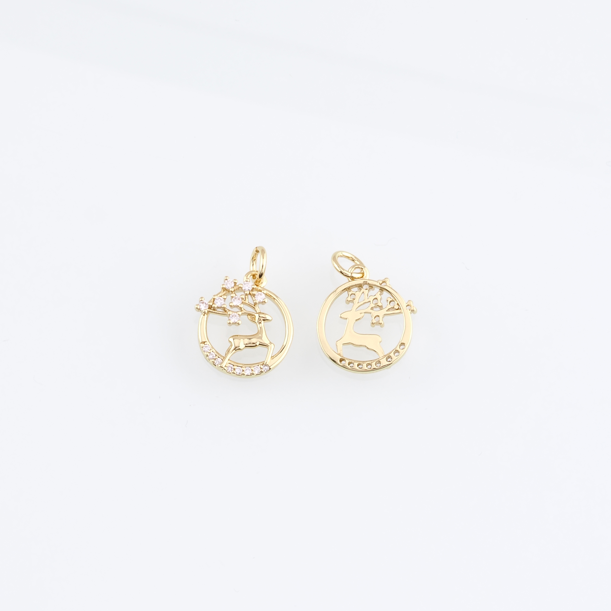 18K Gold Filled Elk Pendant,Christmas Elk Charm Earrings Necklace for DIY Jewelry Making Supply