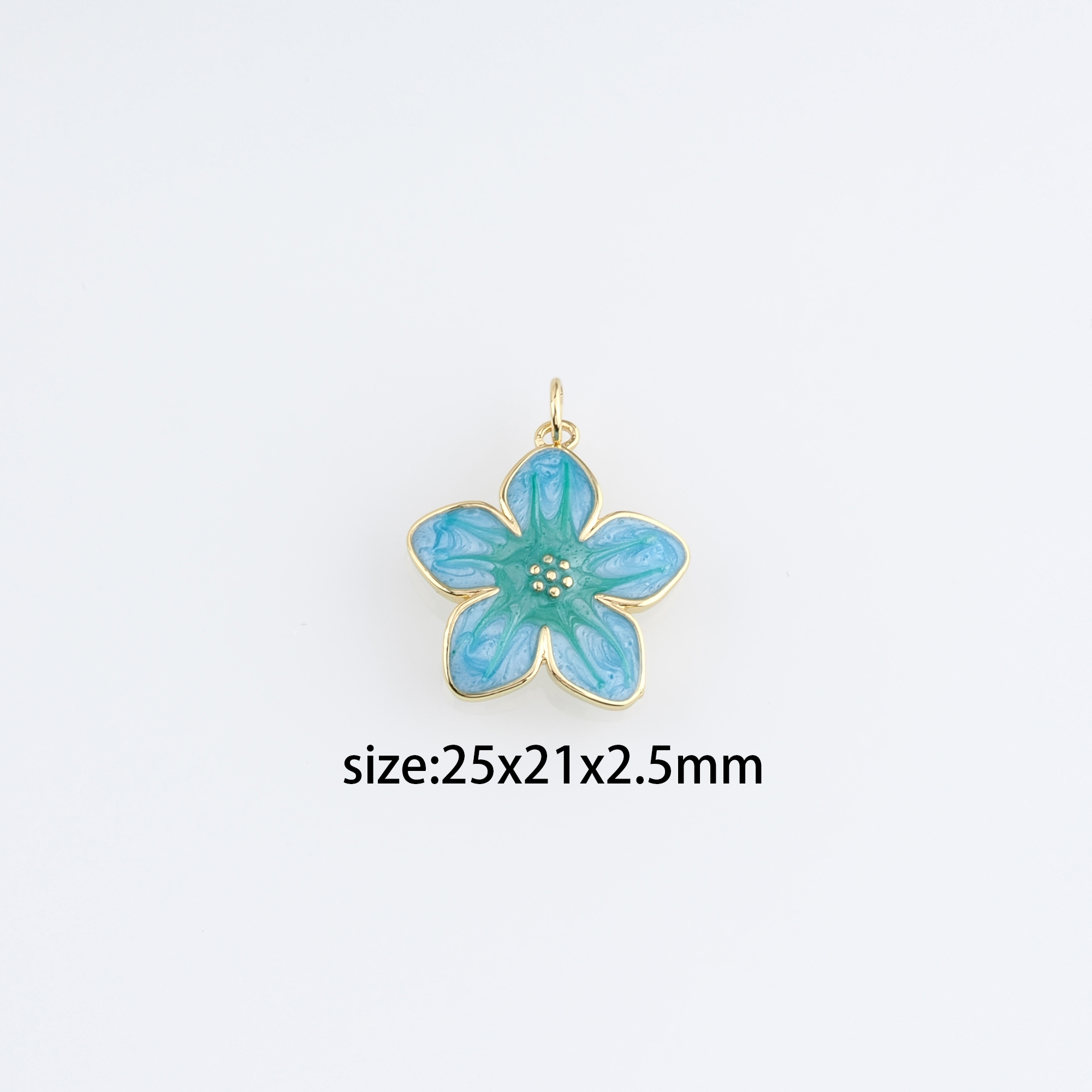 18K Gold Filled Flower Pendant,Enamel Flower Charm Earrings Necklace for DIY Jewelry Making Supply