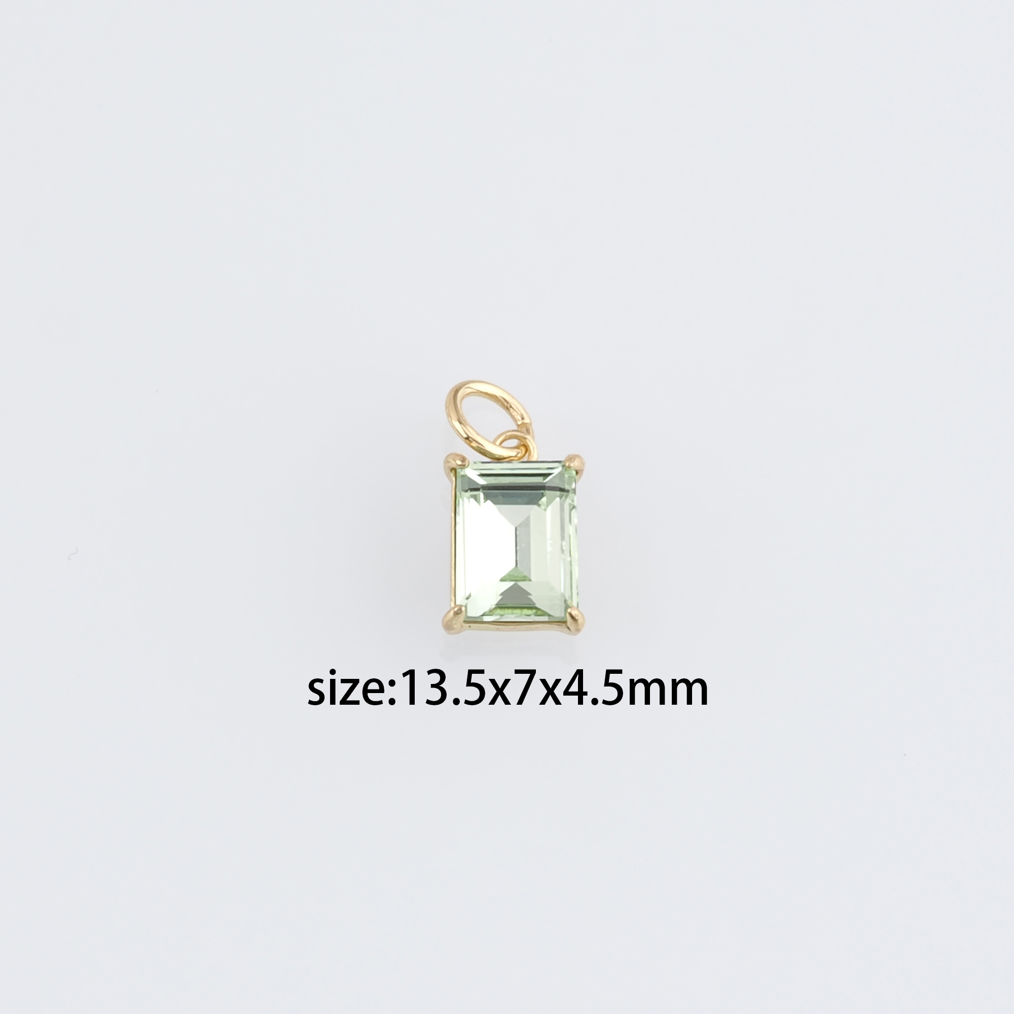 18K Gold Filled Rectangle Pendant,Crystal Rectangle Charm Earrings Necklace for DIY Jewelry Making Supply