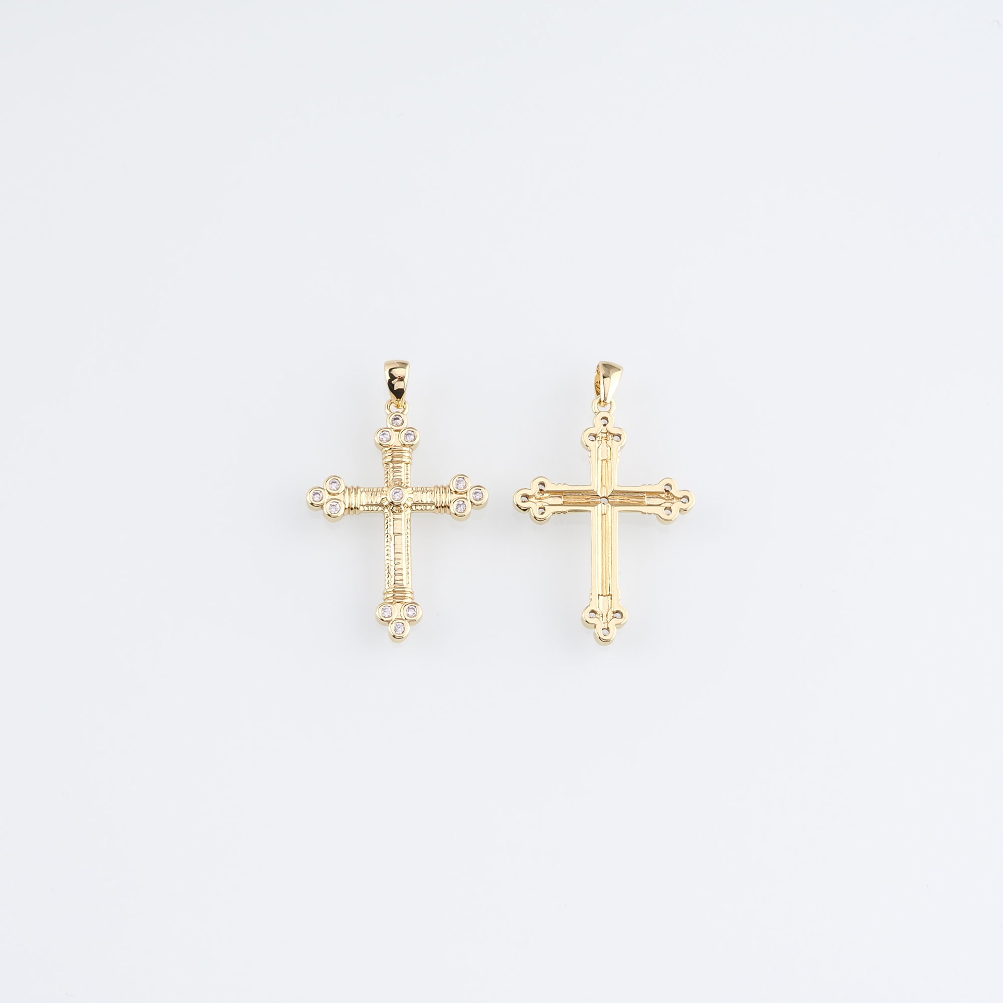 18K Gold Filled Cross Pendant,CZ Micro Pave Cross Charm Earrings Necklace for DIY Jewelry Making Supply