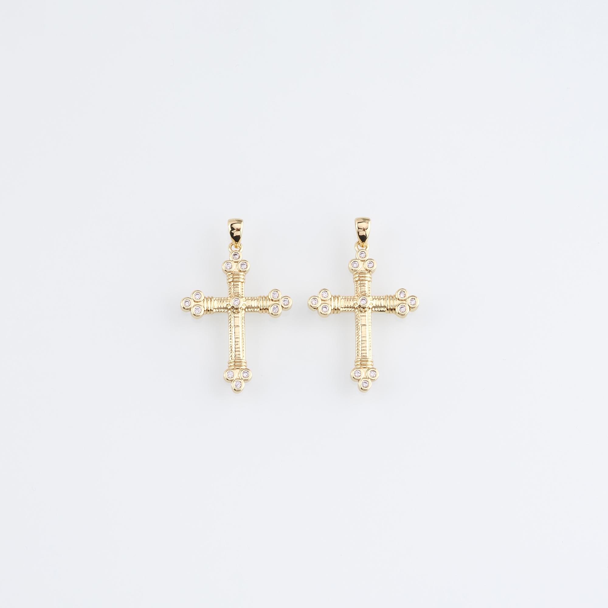 18K Gold Filled Cross Pendant,CZ Micro Pave Cross Charm Earrings Necklace for DIY Jewelry Making Supply