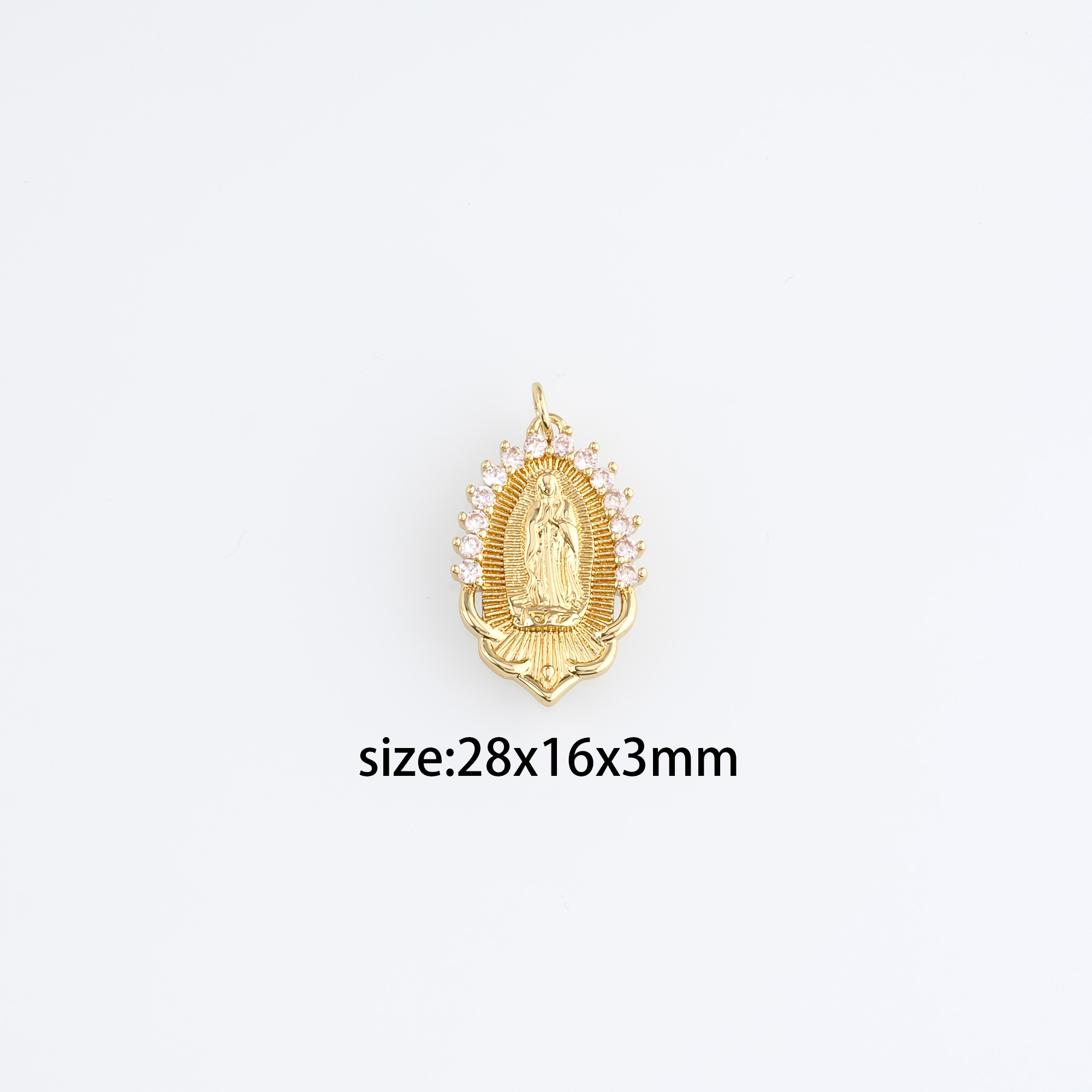 18K Gold Filled Virgin Mary Pendant,CZ Micro Pave Virgin Mary Charm Earrings Necklace for DIY Jewelry Making Supply