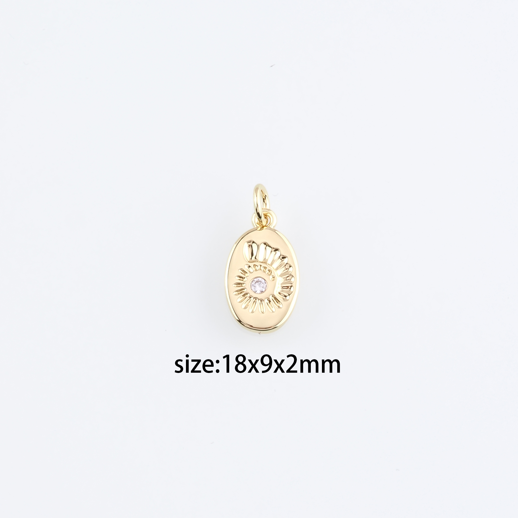 18K Gold Filled Conch Shell Pendant,CZ Micro Pave Shell Charm Earrings Necklace for DIY Jewelry Making Supply