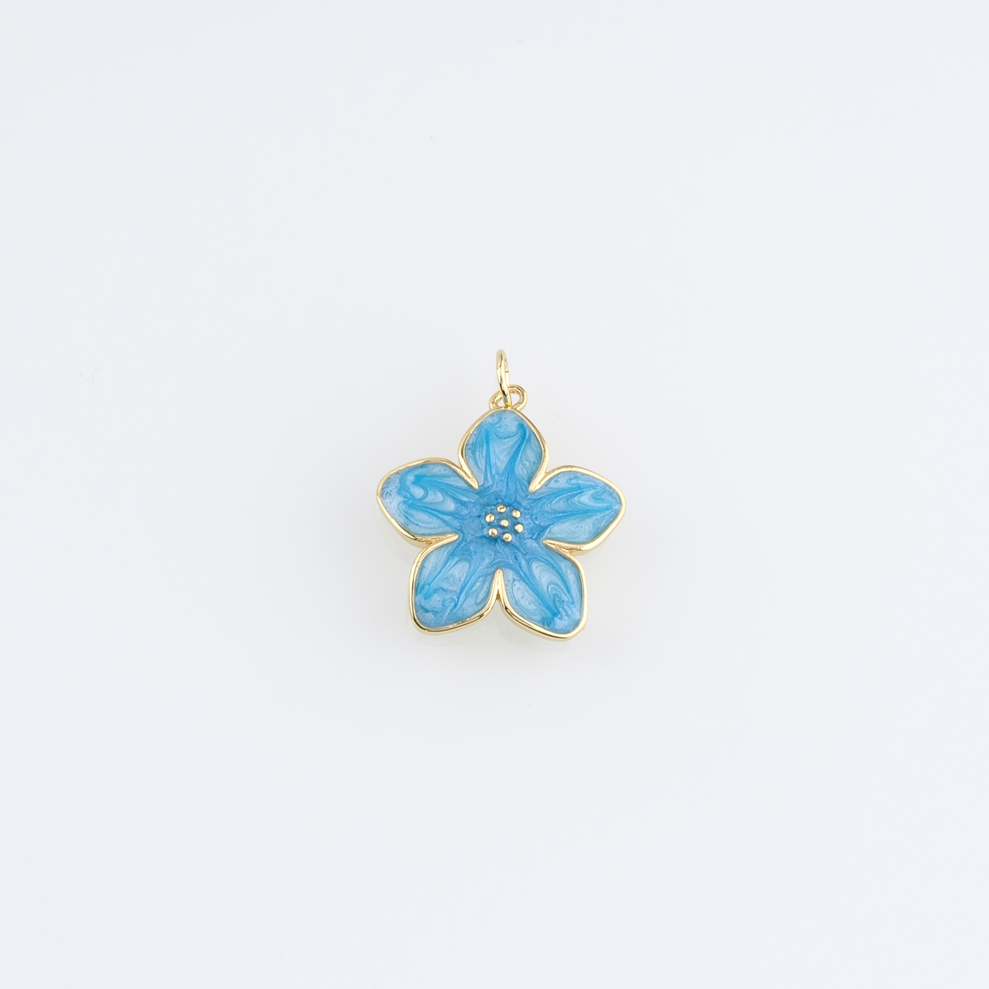 18K Gold Filled Flower Pendant,Enamel Flower Charm Earrings Necklace for DIY Jewelry Making Supply