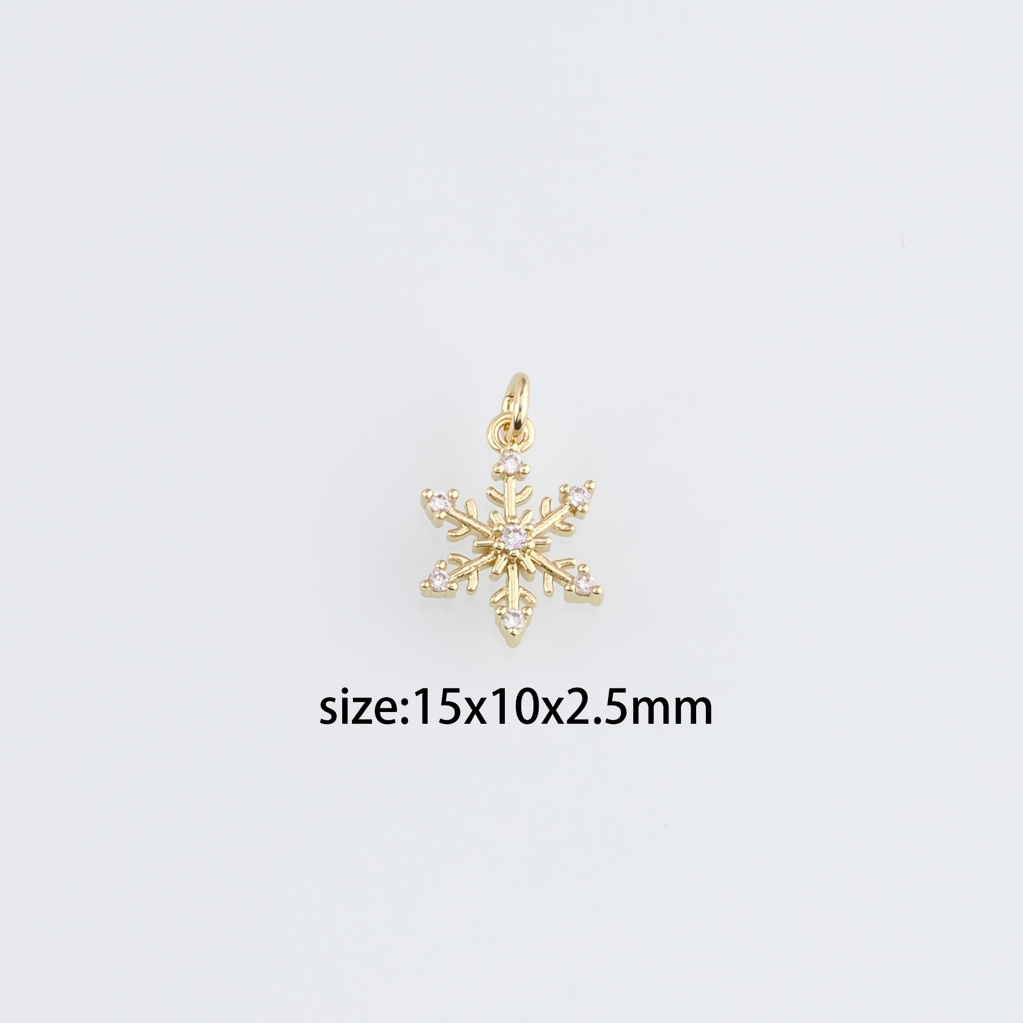 18K Gold Filled Snowflake Pendant,CZ Micro Pave Christmas Snowflake Charm Earrings Necklace for DIY Jewelry Making Supply