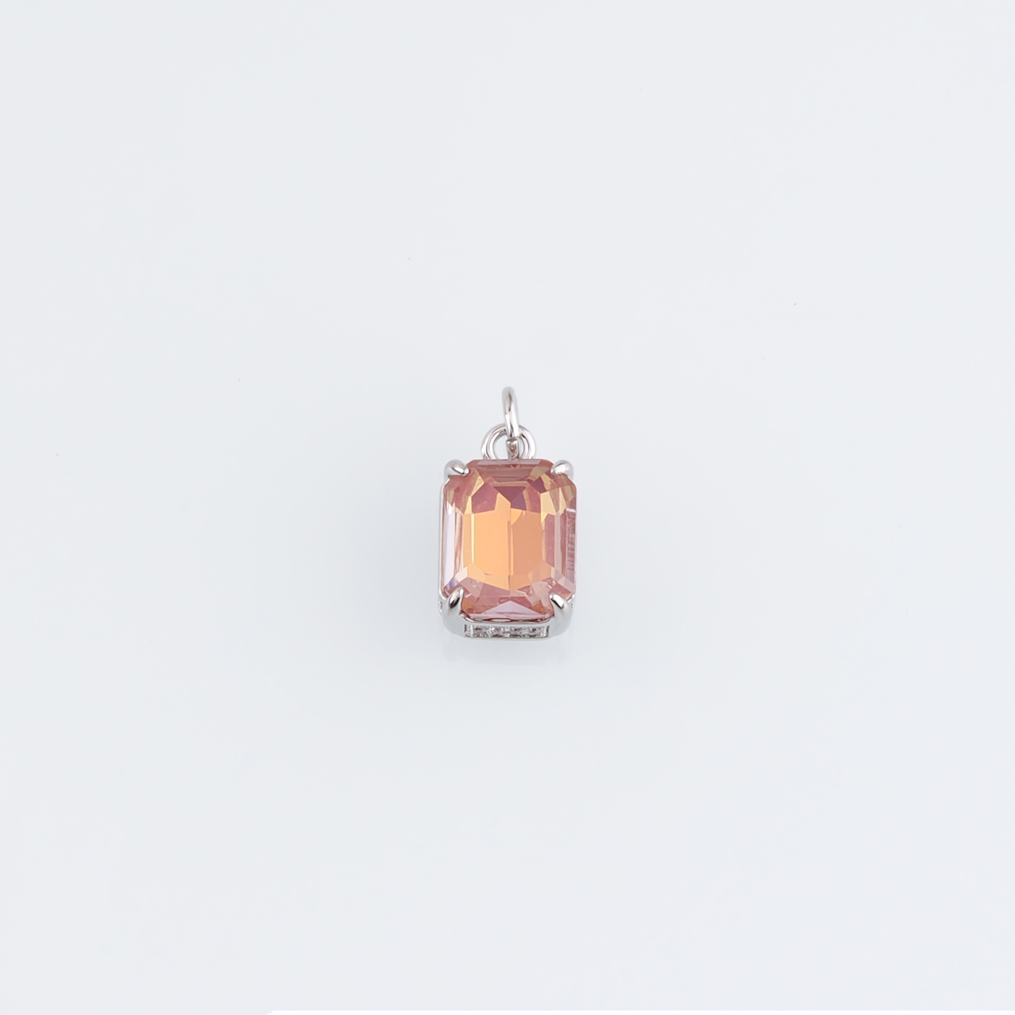 18K Gold Filled Rectangle Pendant,Crystal Rectangle Charm Earrings Necklace for DIY Jewelry Making Supply