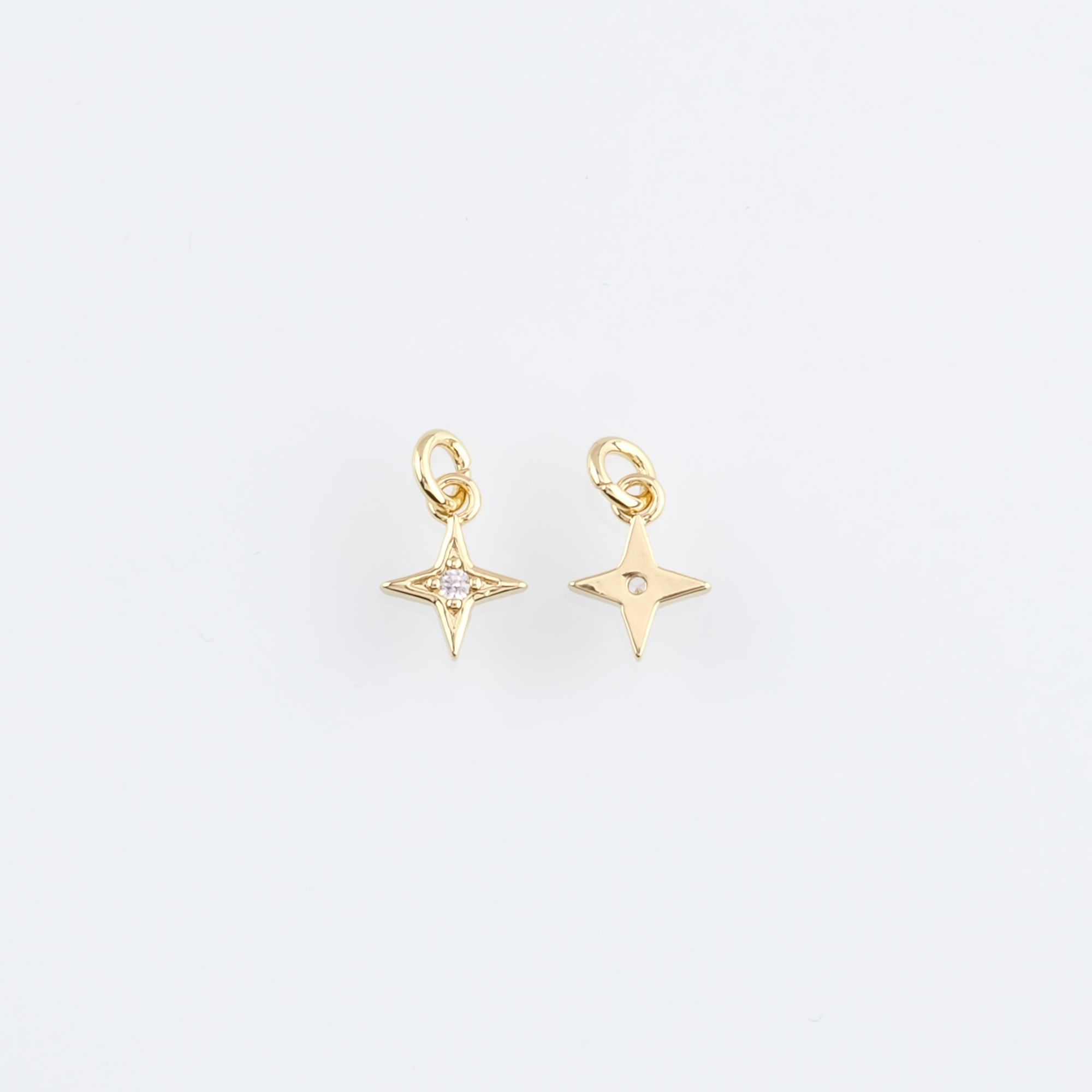 18K Gold Filled Tiny Star Pendant,Celestial Charm,CZ Micro Pave Star Earrings Necklace for DIY Jewelry Making Supply