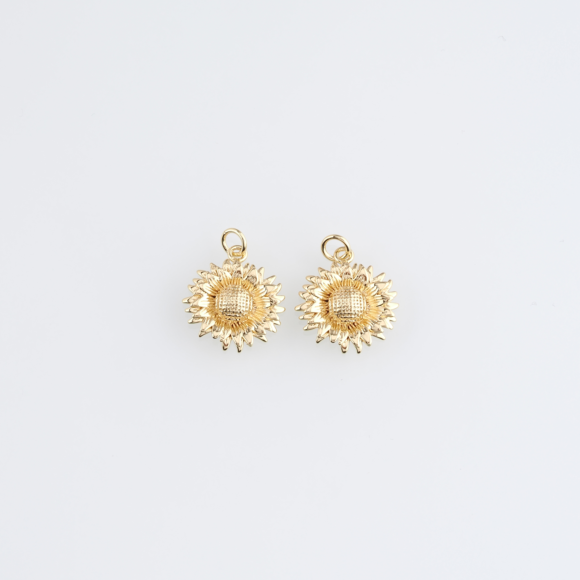 18K Gold Filled Sunflower Pendant,Dainty Sunflower Charm Earrings Necklace for DIY Jewelry Making Supply
