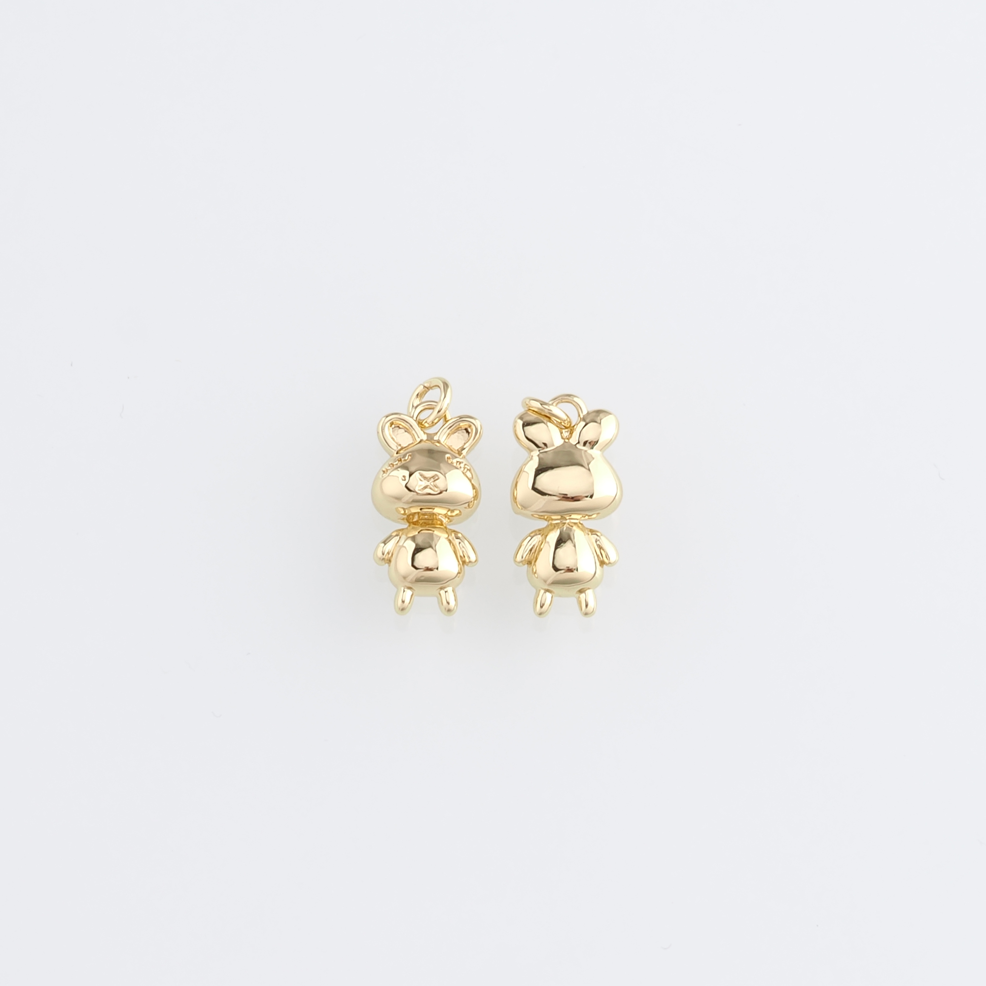 18K Gold Filled Rabbit Pendant,Dainty Animal Charm Earrings Necklace for DIY Jewelry Making Supply