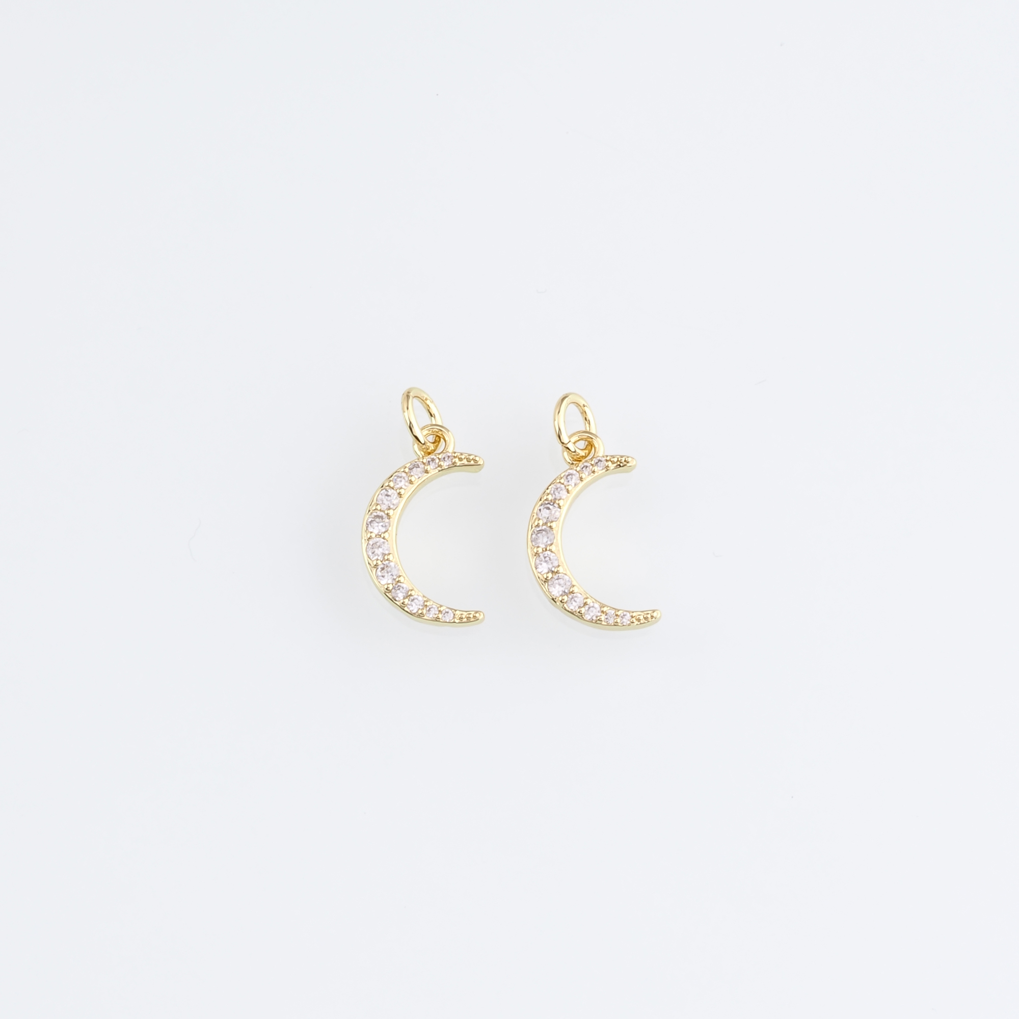18K Gold Filled Moon Pendant,Celestial Charm,CZ Micro Pave Moon Earrings Necklace for DIY Jewelry Making Supply