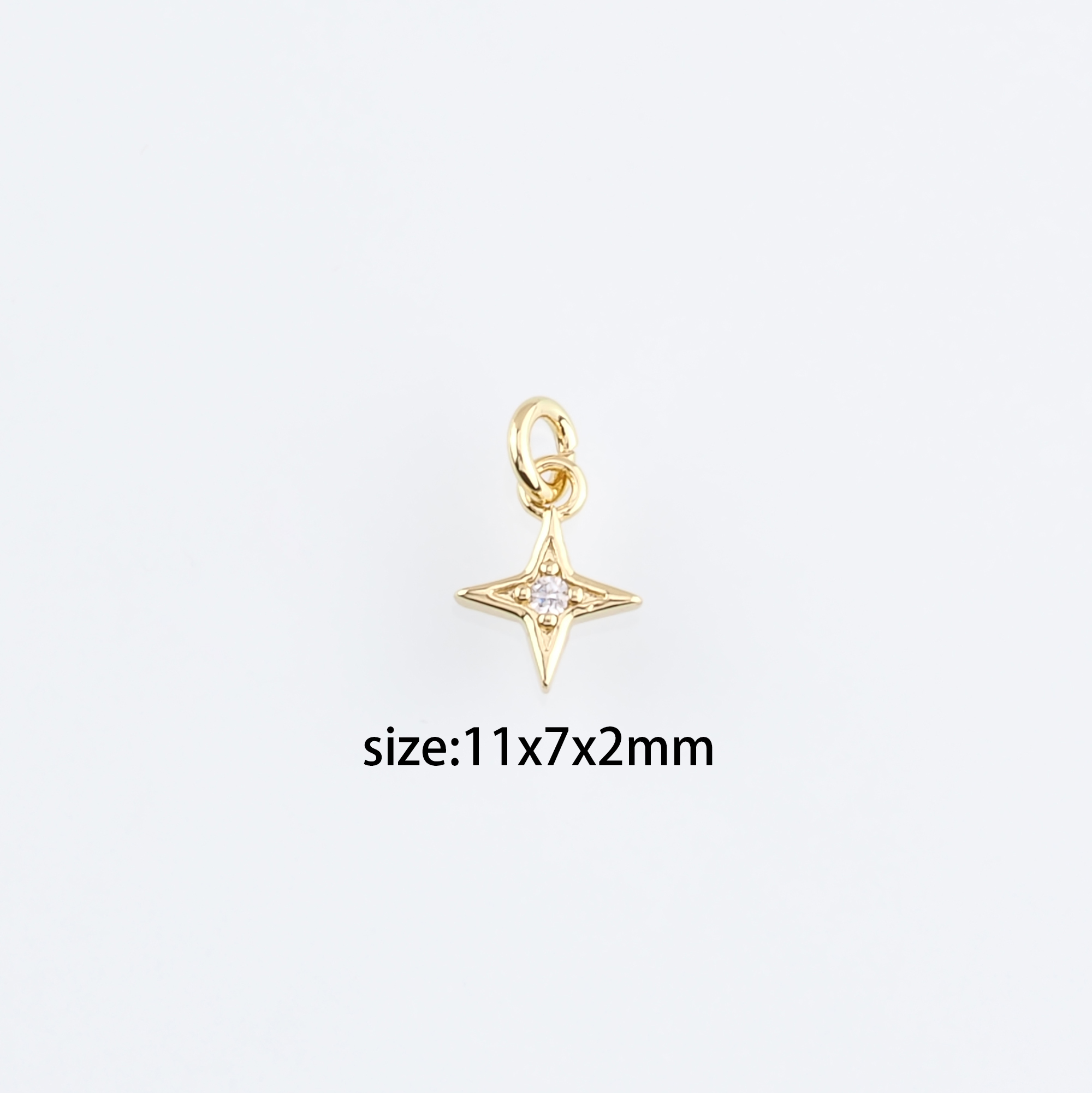 18K Gold Filled Tiny Star Pendant,Celestial Charm,CZ Micro Pave Star Earrings Necklace for DIY Jewelry Making Supply