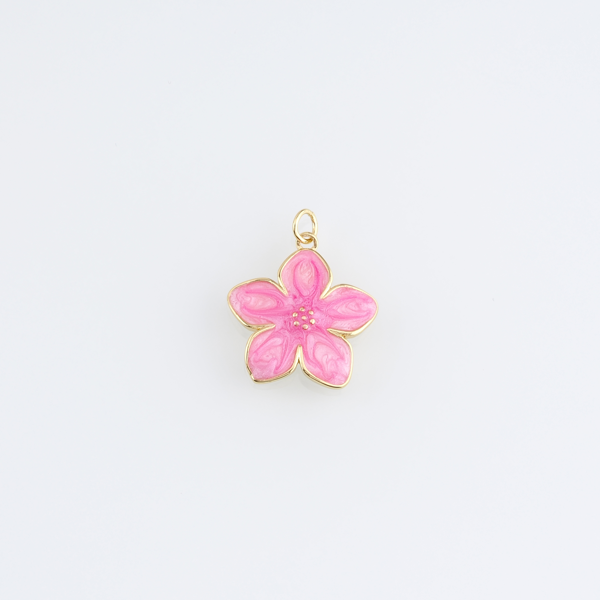 18K Gold Filled Flower Pendant,Enamel Flower Charm Earrings Necklace for DIY Jewelry Making Supply