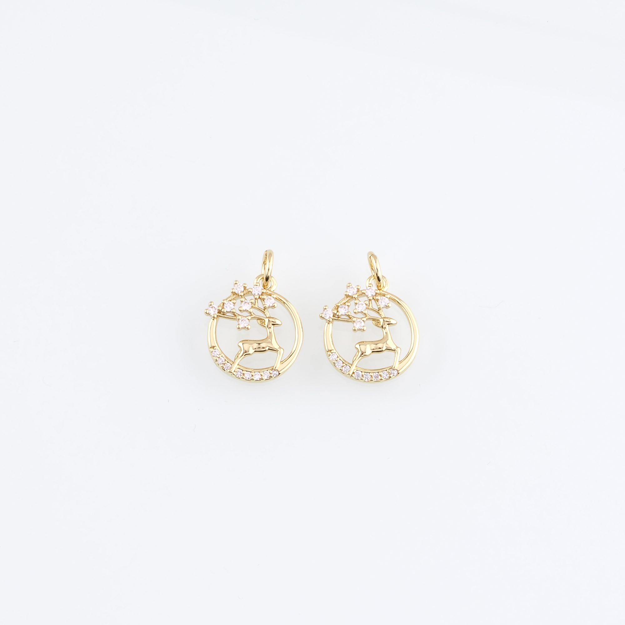 18K Gold Filled Elk Pendant,Christmas Elk Charm Earrings Necklace for DIY Jewelry Making Supply