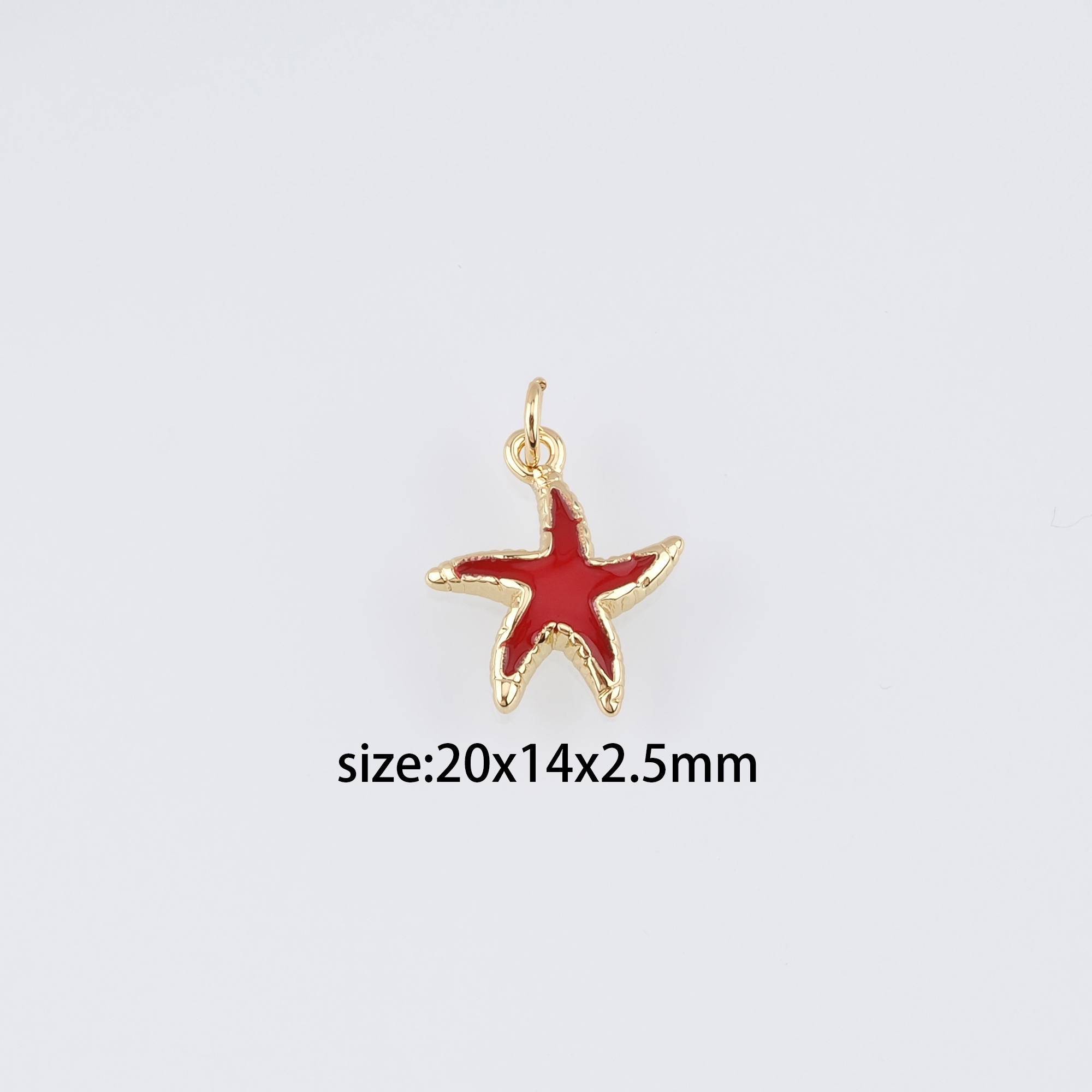 18K Gold Filled Starfish Pendant,Enamel Starfish Charm Earrings Necklace for DIY Jewelry Making Supply