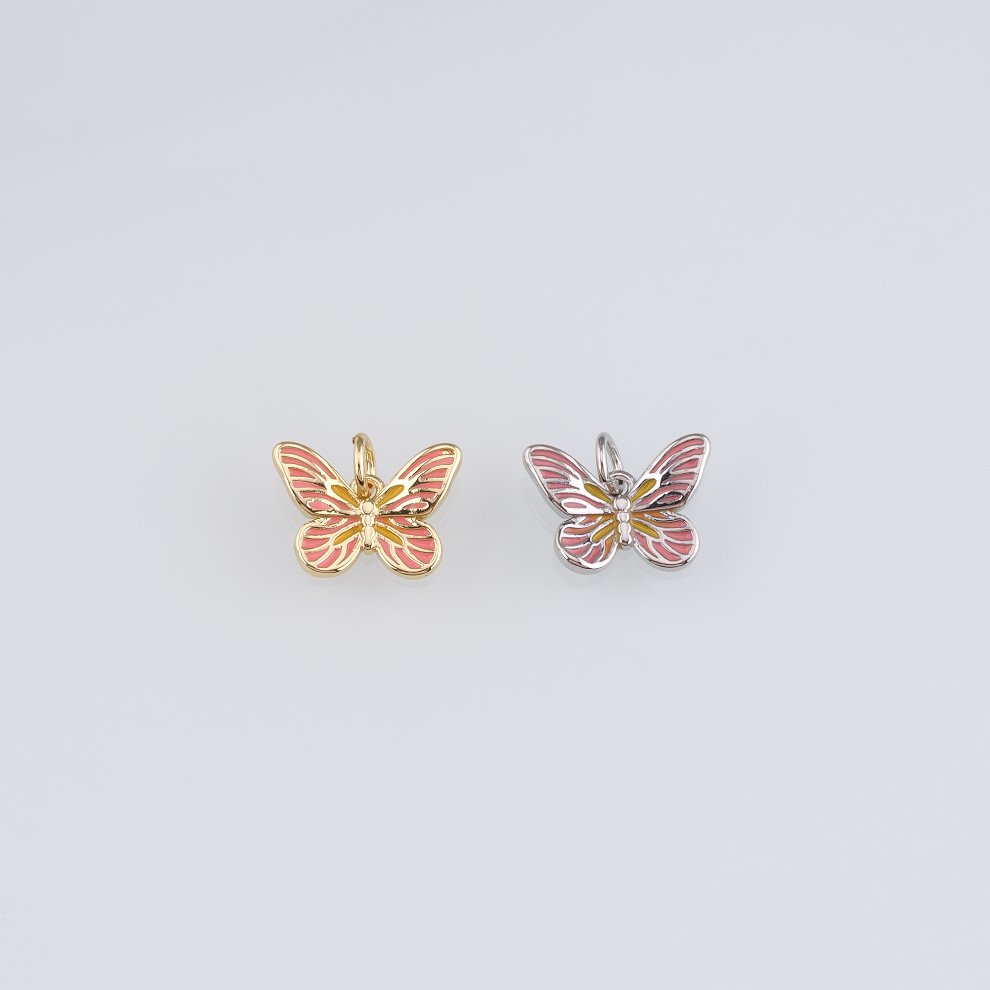 18K Gold Filled Butterfly Pendant,Enamel Butterfly Charm Earrings Necklace for DIY Jewelry Making Supply