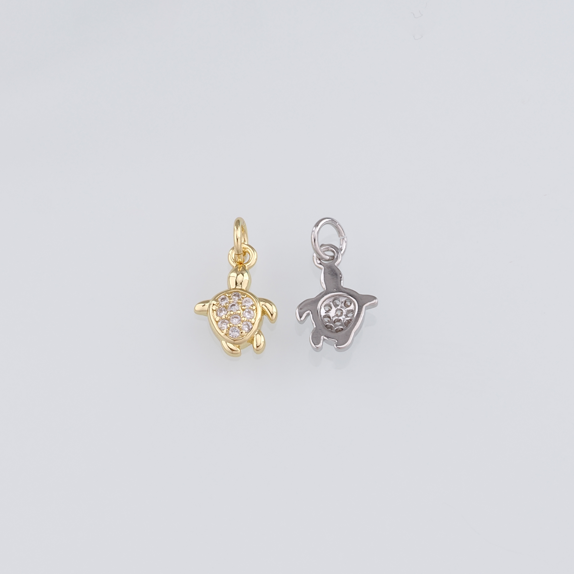 18K Gold Filled Turtle Pendant,CZ Micro Pave Turtle Charm Earrings Necklace for DIY Jewelry Making Supply