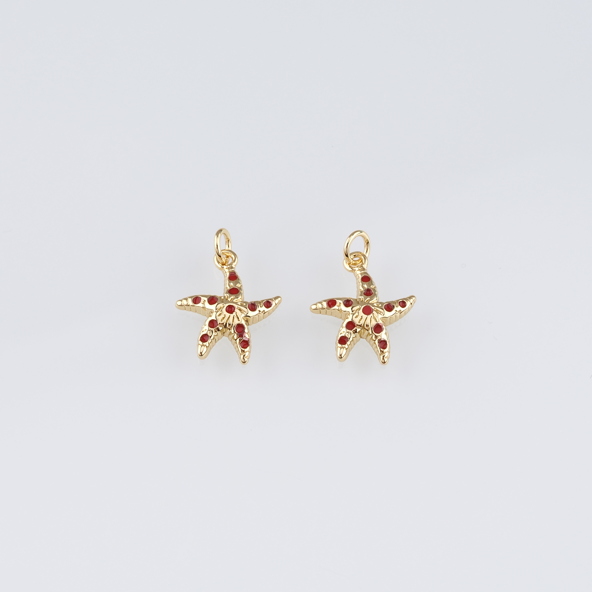 18K Gold Filled Starfish Pendant,Enamel Starfish Charm Earrings Necklace for DIY Jewelry Making Supply
