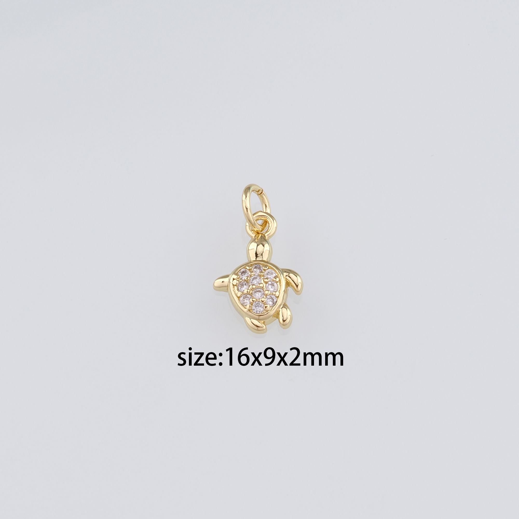 18K Gold Filled Turtle Pendant,CZ Micro Pave Turtle Charm Earrings Necklace for DIY Jewelry Making Supply