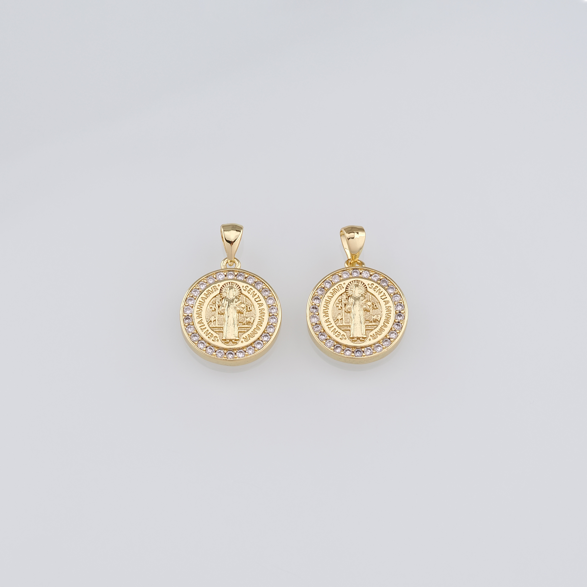 18K Gold Filled Benedict Pendant,Religious Charm Earrings Necklace for DIY Jewelry Making Supply