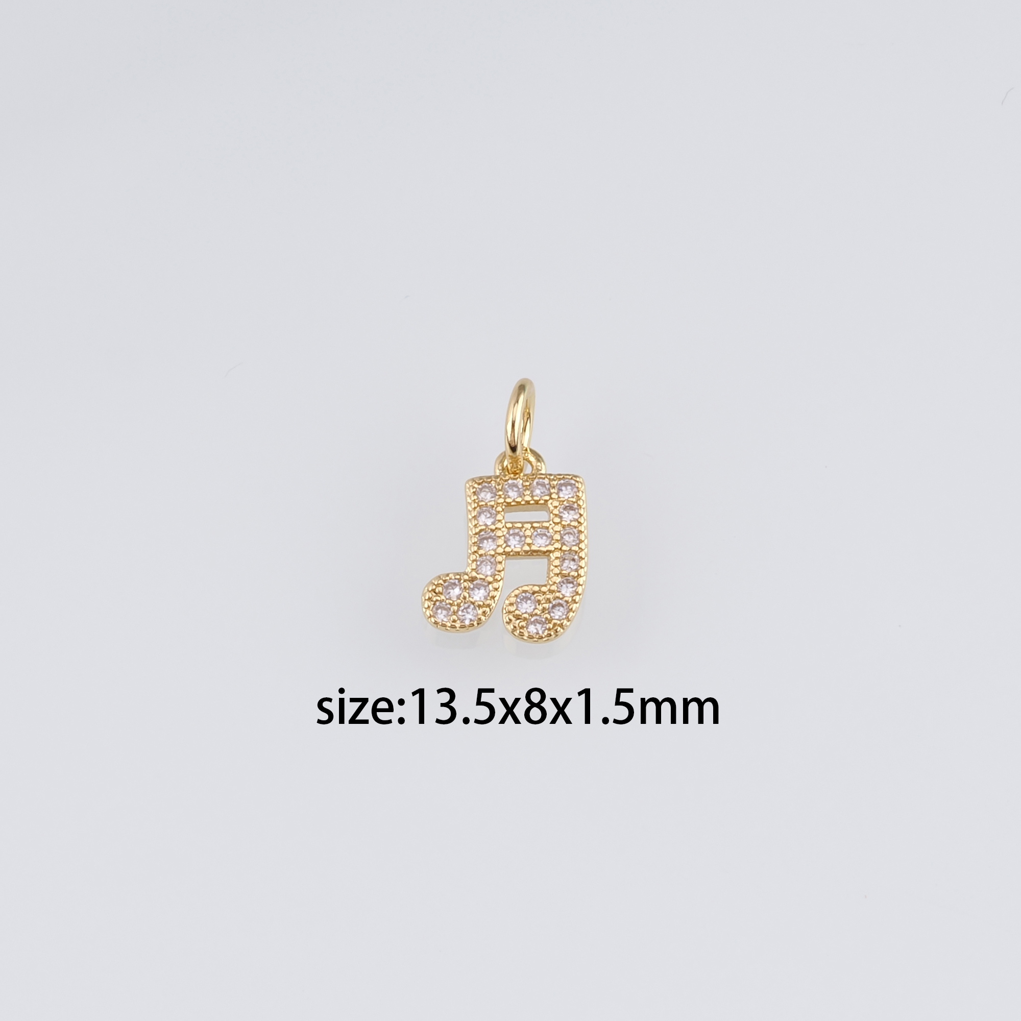 18K Gold Filled Musical Note Pendant,CZ Micro Pave Music Charm Earrings Necklace for DIY Jewelry Making Supply