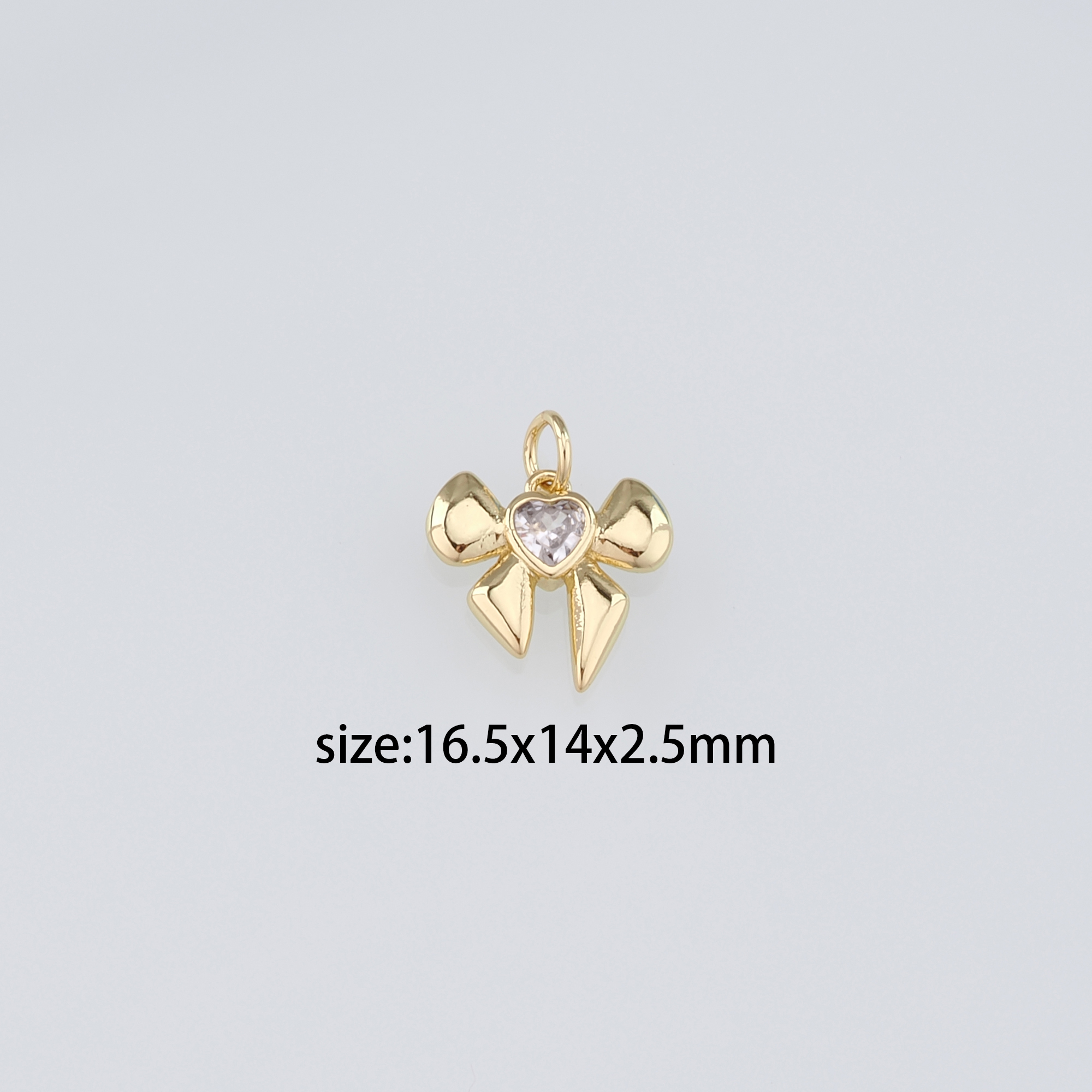 18K Gold Filled Bow Pendant,CZ Micro Pave Bow Charm Earrings Necklace for DIY Jewelry Making Supply