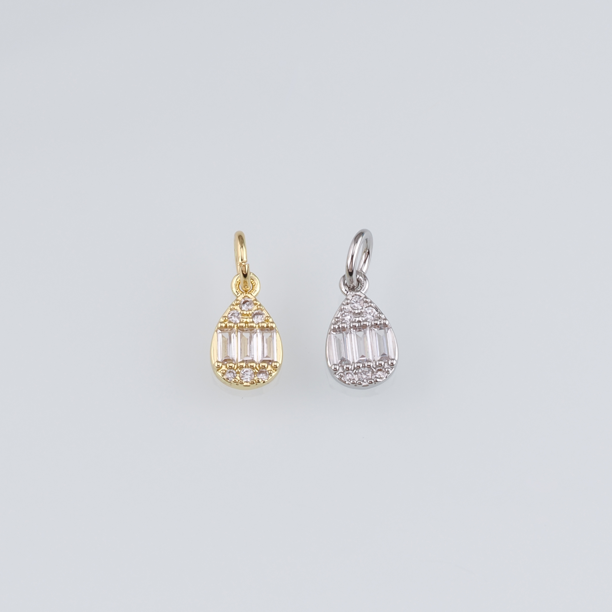 18K Gold Filled Teardrop Pendant,CZ Micro Pave Water Drop Charm Earrings Necklace for DIY Jewelry Making Supply