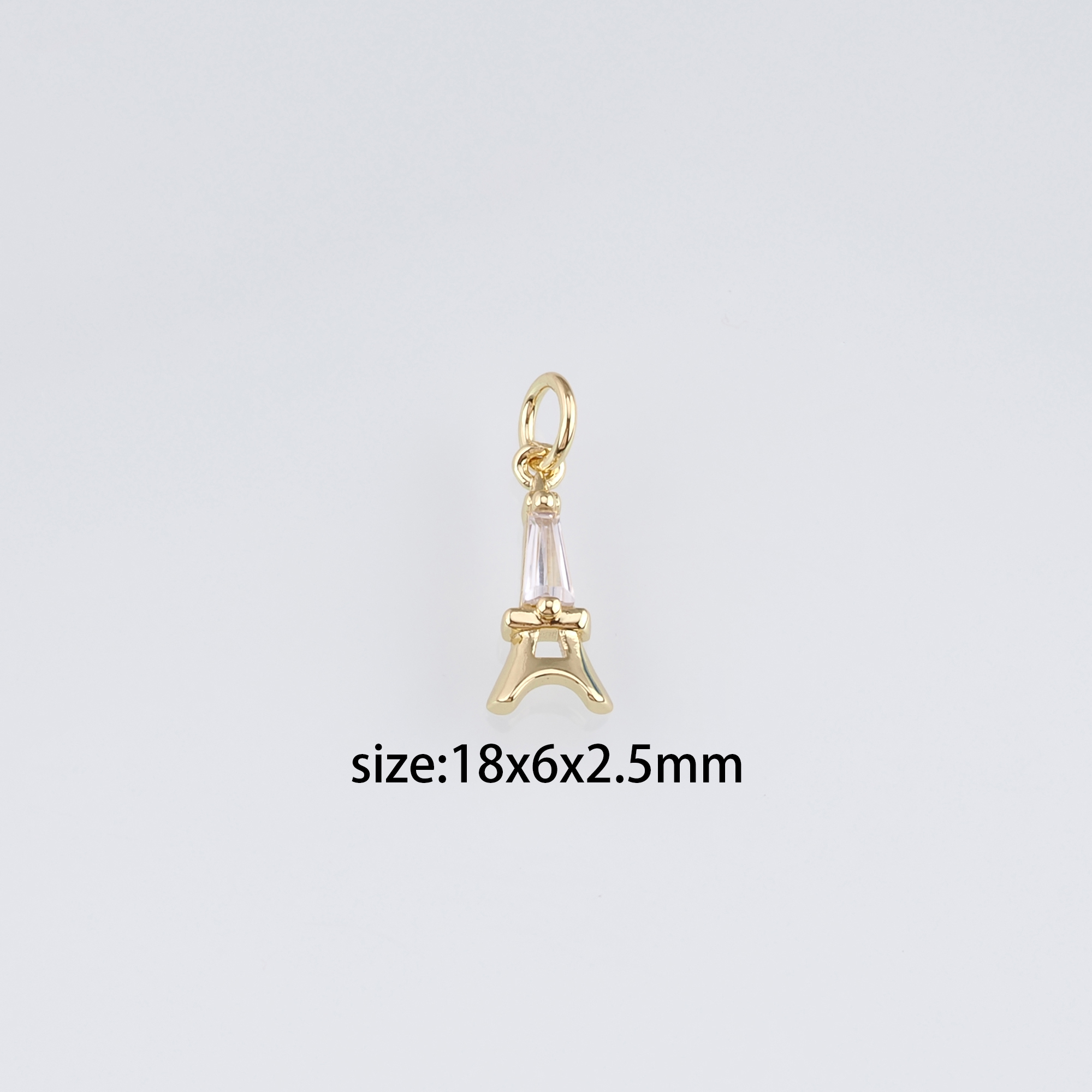18K Gold Filled Tower Pendant,CZ Micro Pave Eiffel Tower Charm Earrings Necklace for DIY Jewelry Making Supply
