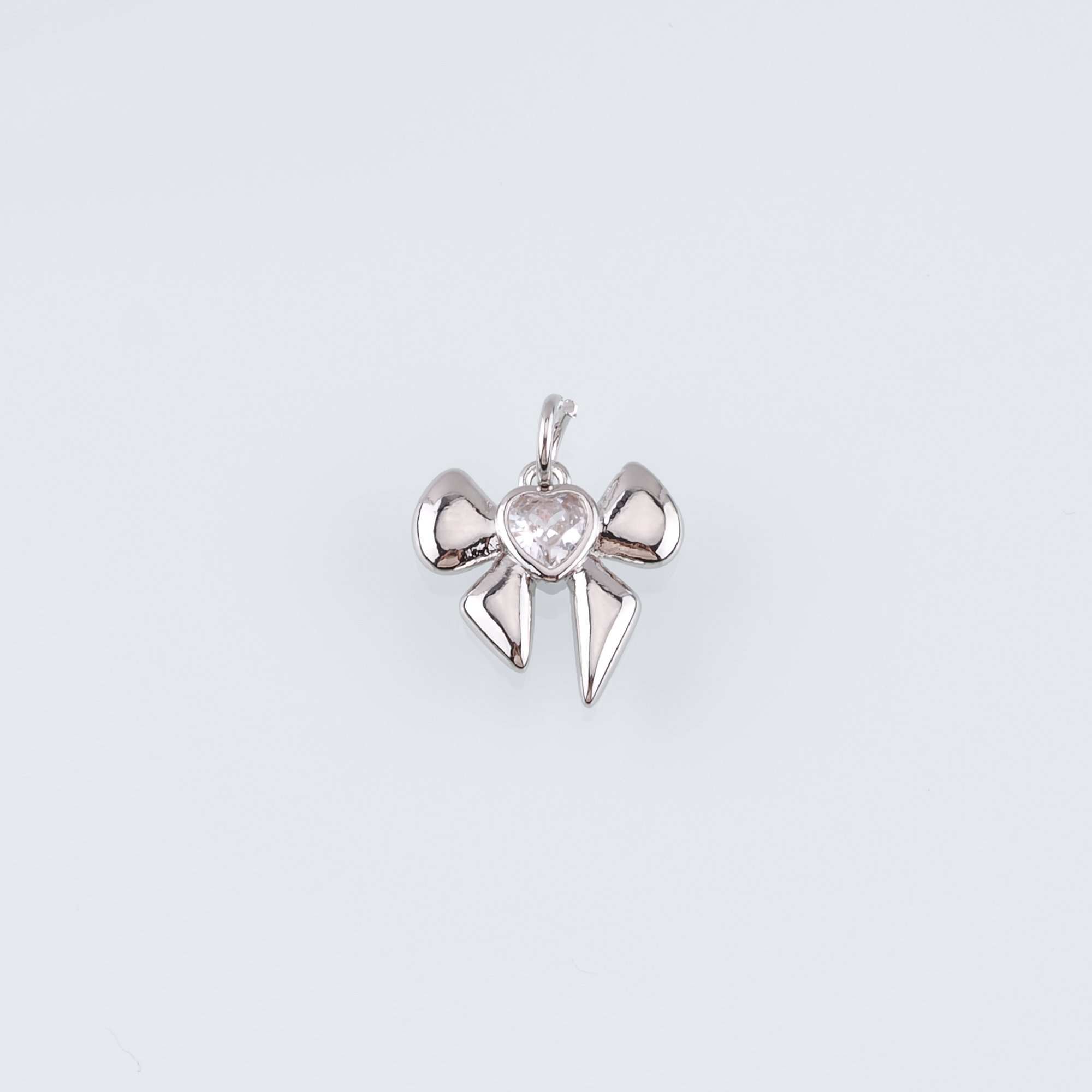 18K Gold Filled Bow Pendant,CZ Micro Pave Bow Charm Earrings Necklace for DIY Jewelry Making Supply