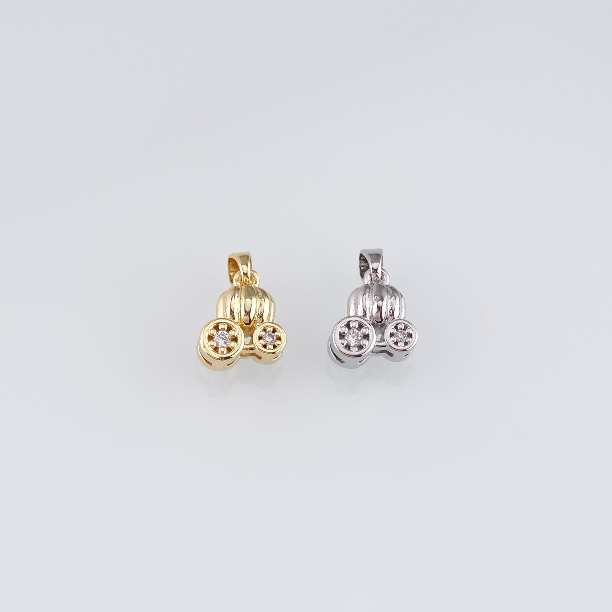 18K Gold Filled Pumpkin Car Pendant,CZ Micro Pave Pumpkin Car Charm Earrings Necklace for DIY Jewelry Making Supply