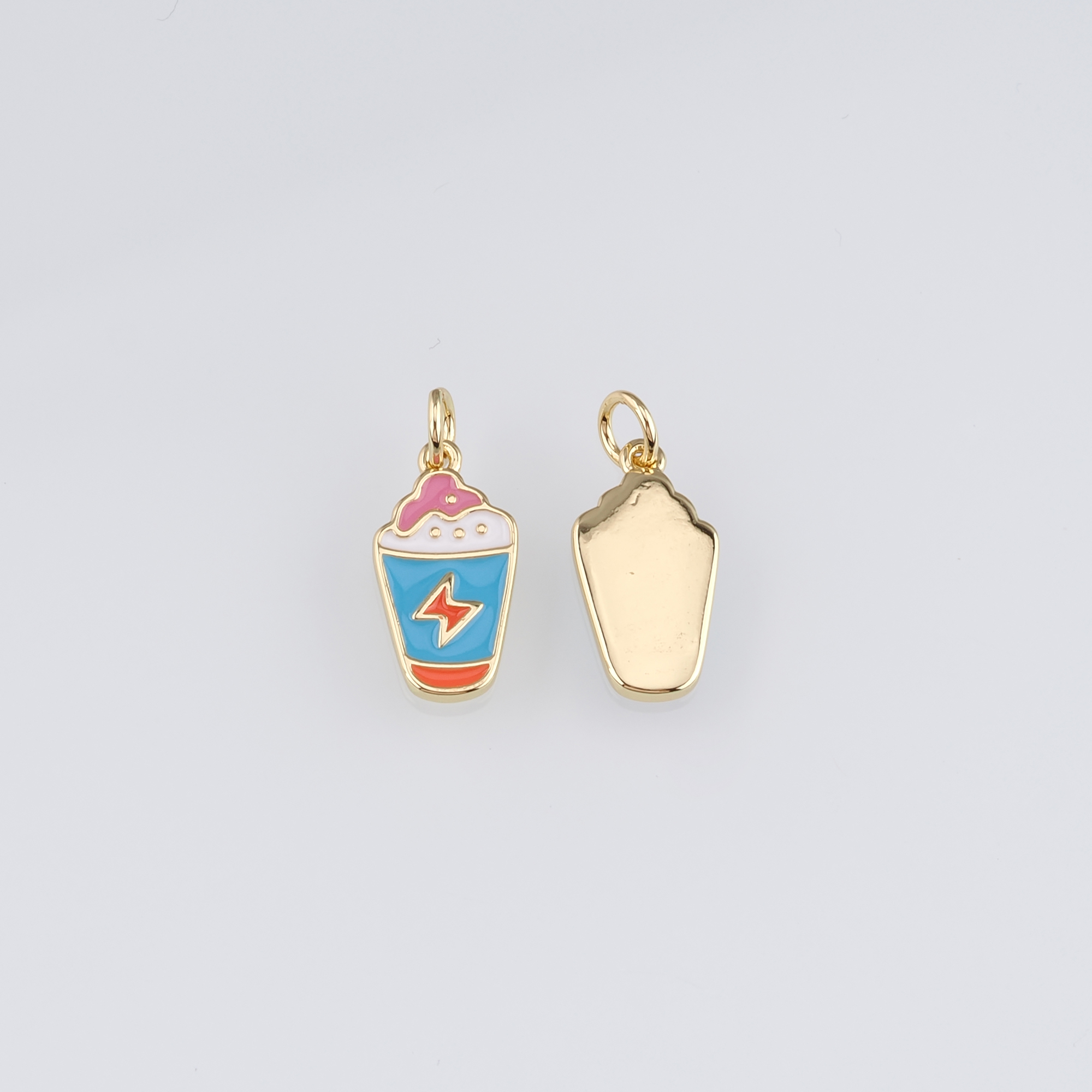 18K Gold Filled Drink Pendant,Enamel Drink Charm Earrings Necklace for DIY Jewelry Making Supply