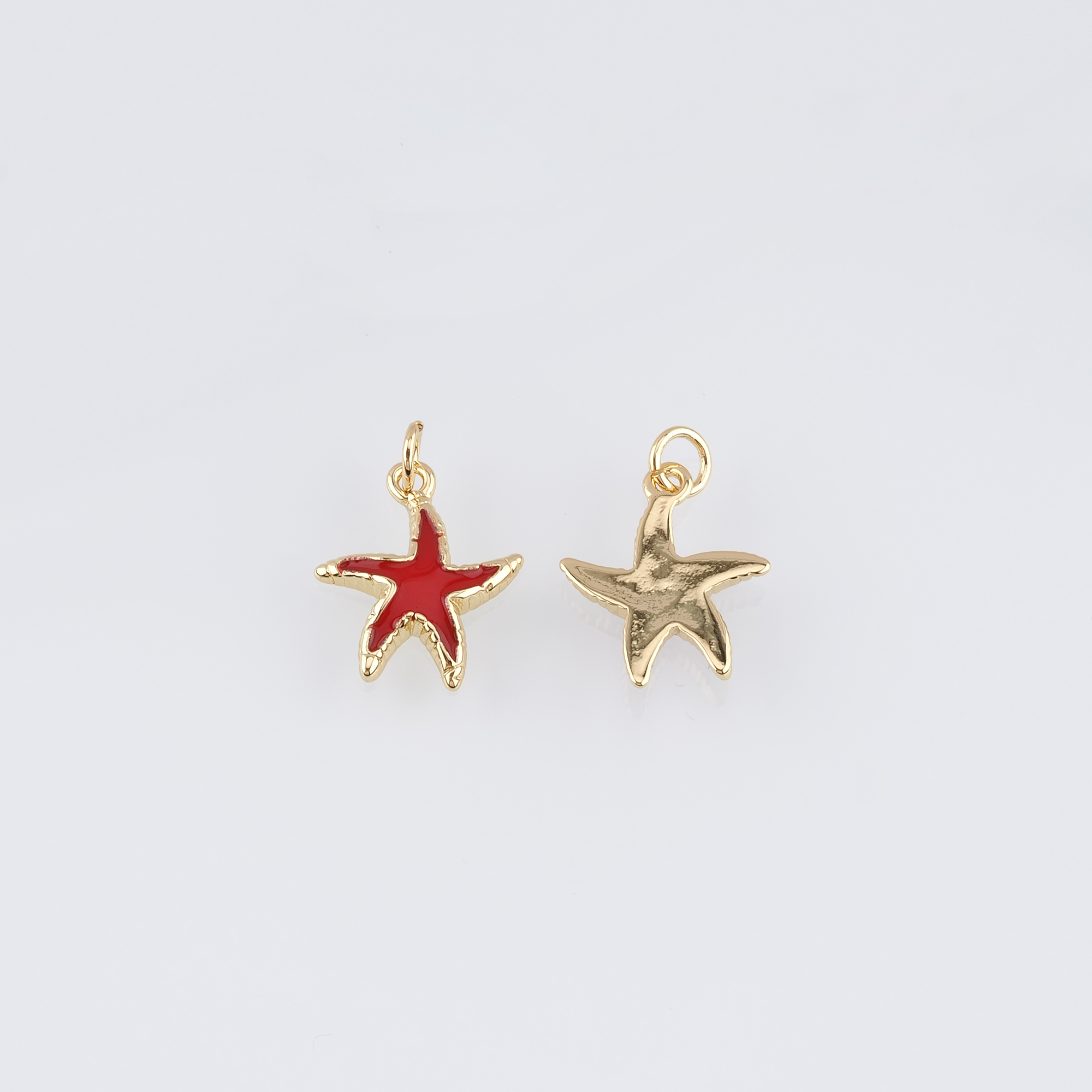 18K Gold Filled Starfish Pendant,Enamel Starfish Charm Earrings Necklace for DIY Jewelry Making Supply