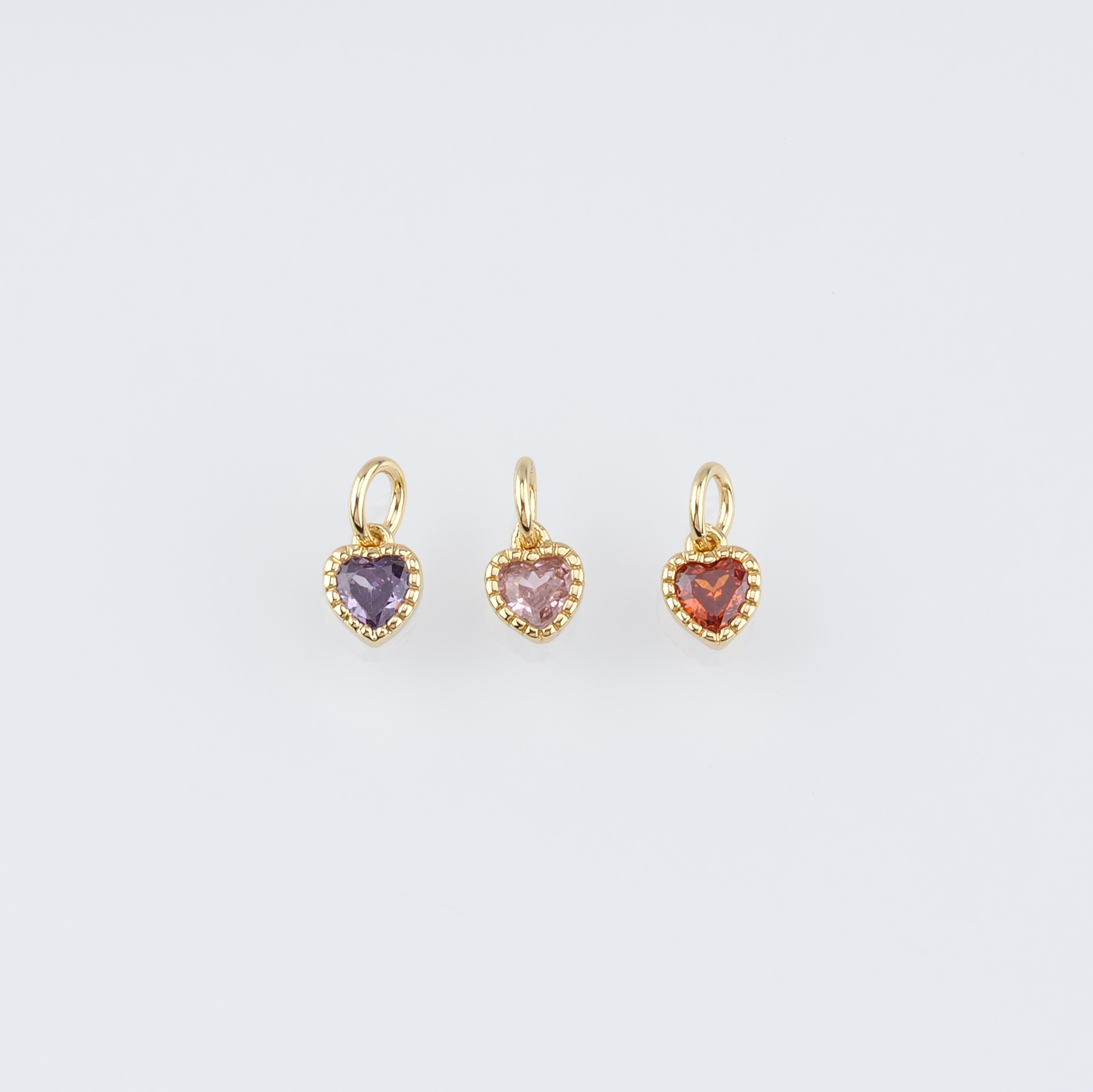 18K Gold Filled Tiny Heart Pendant,CZ Micro Pave Heart Charm Earrings Necklace for DIY Jewelry Making Supply