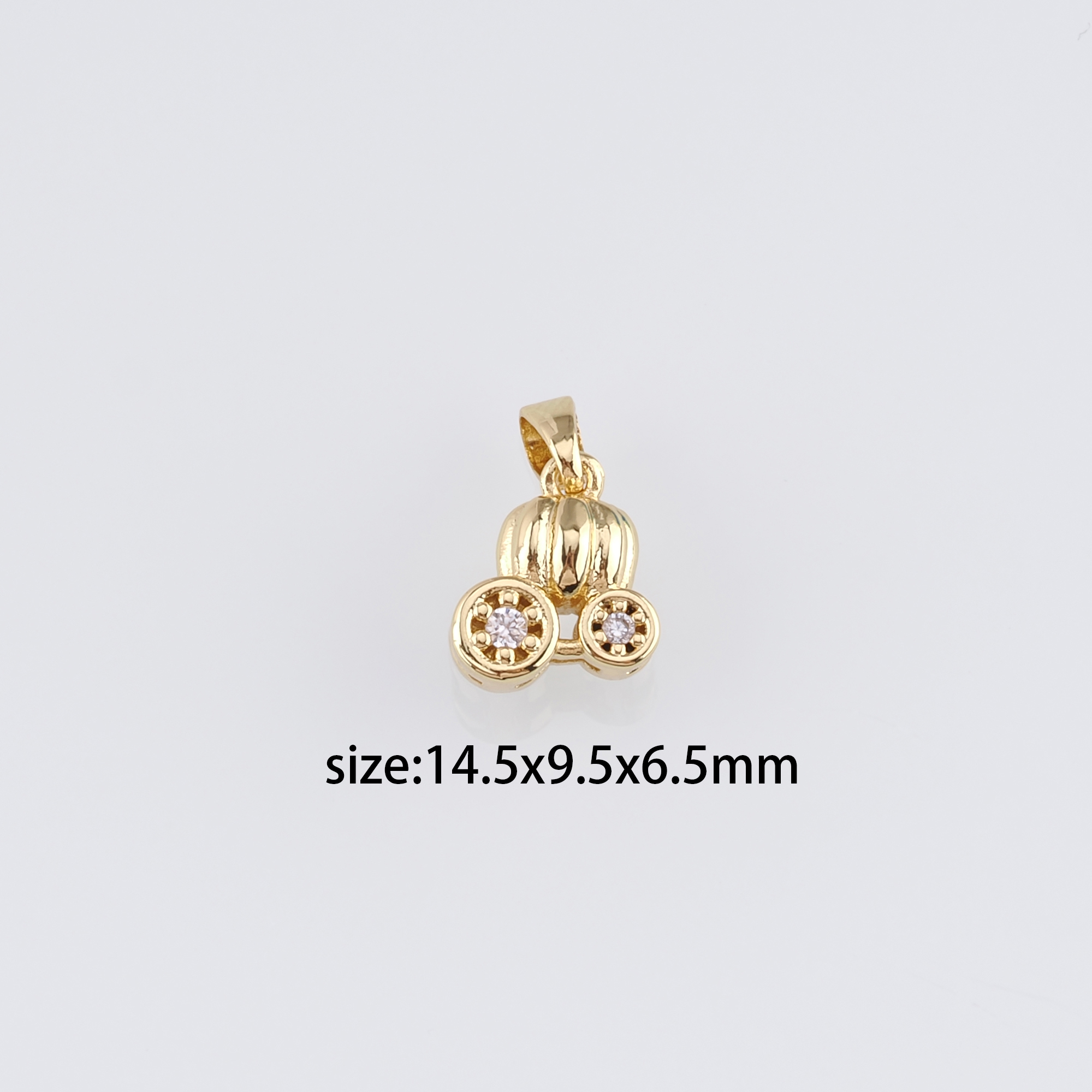18K Gold Filled Pumpkin Car Pendant,CZ Micro Pave Pumpkin Car Charm Earrings Necklace for DIY Jewelry Making Supply