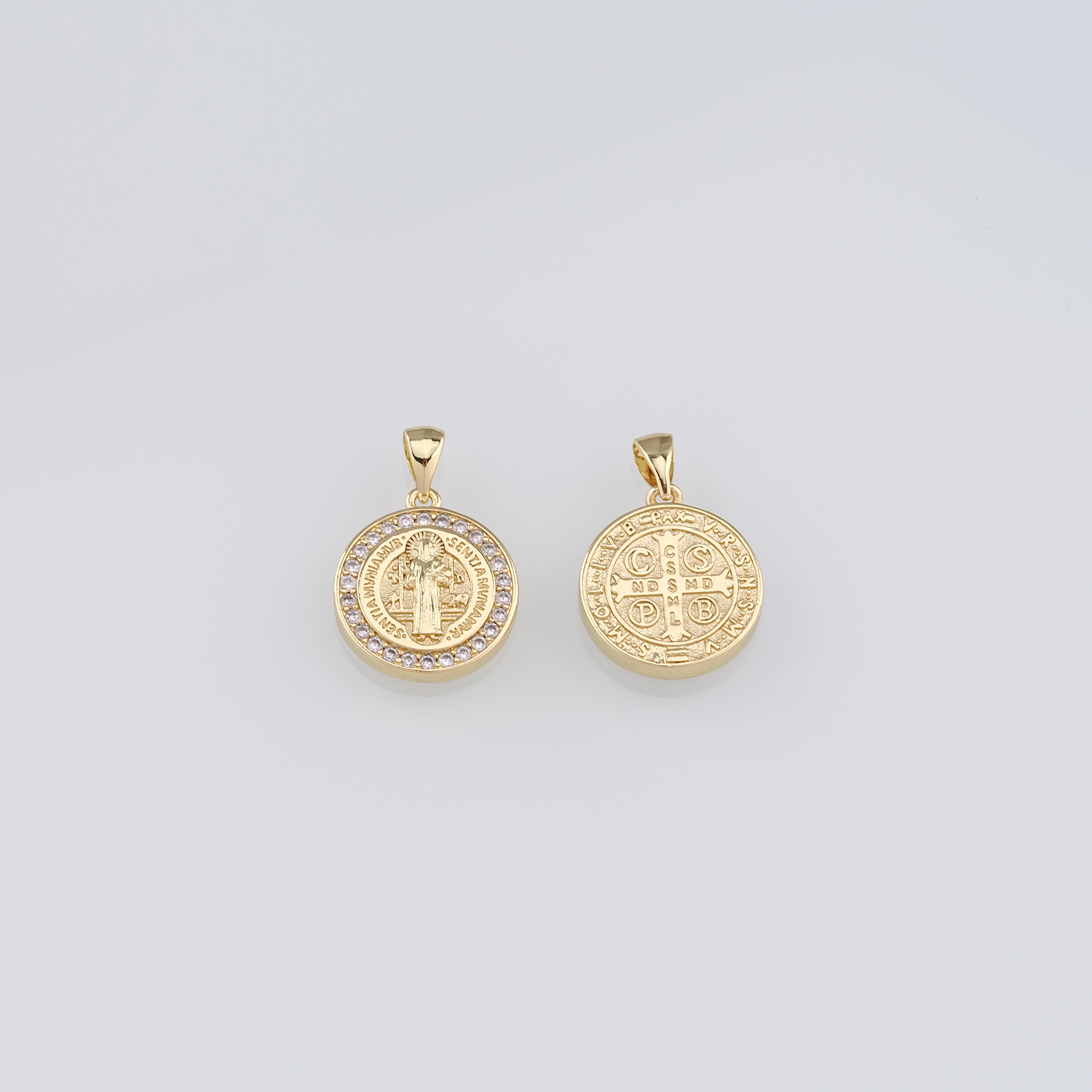 18K Gold Filled Benedict Pendant,Religious Charm Earrings Necklace for DIY Jewelry Making Supply